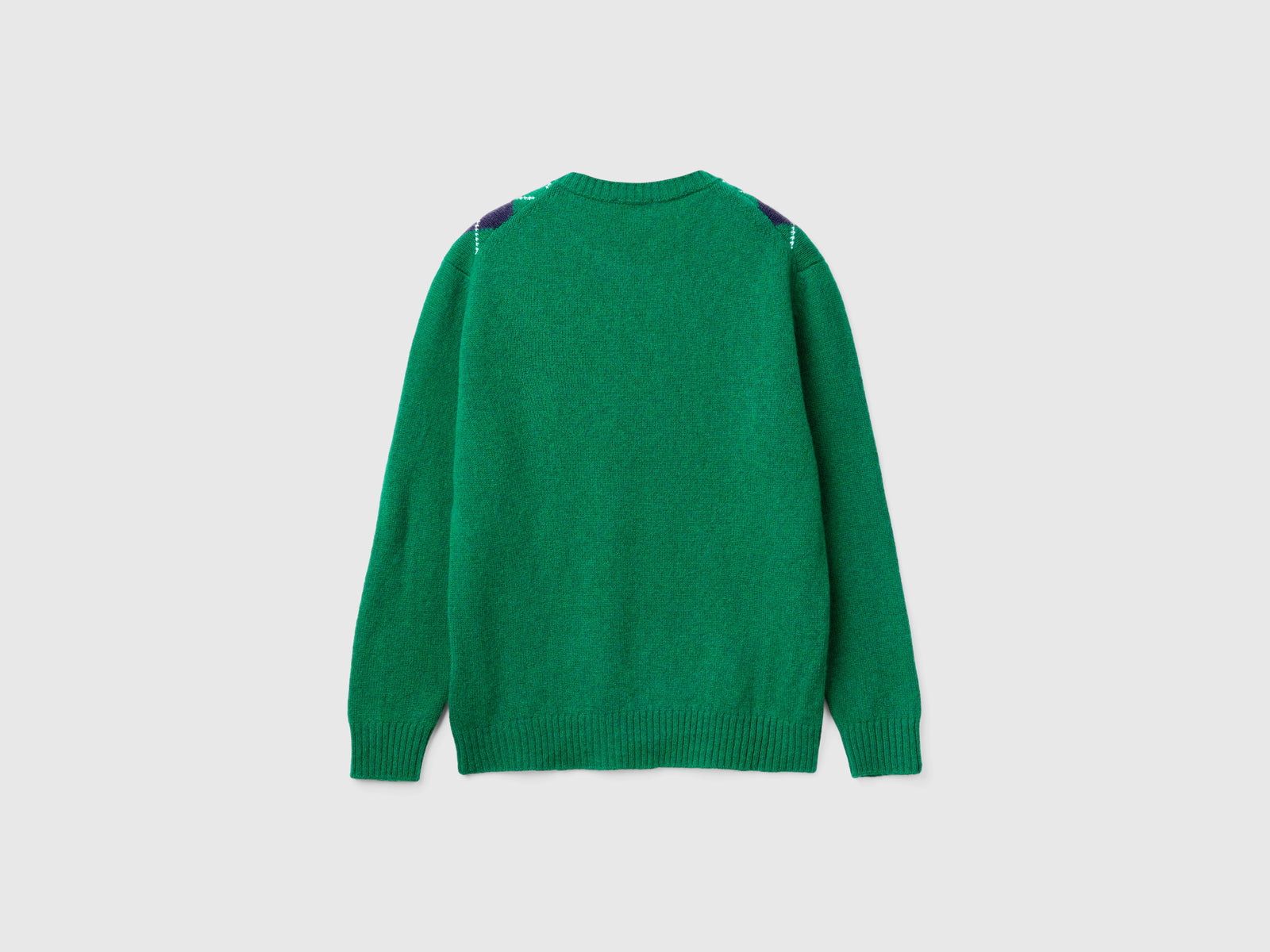 Maglia a rombi in pura lana Shetland da uomo verde scuro 2 | Benetton Outlet