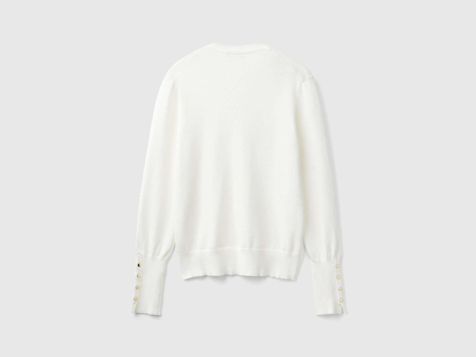 Maglia con scollo a V in misto viscosa da donna bianco 2 | Benetton Outlet