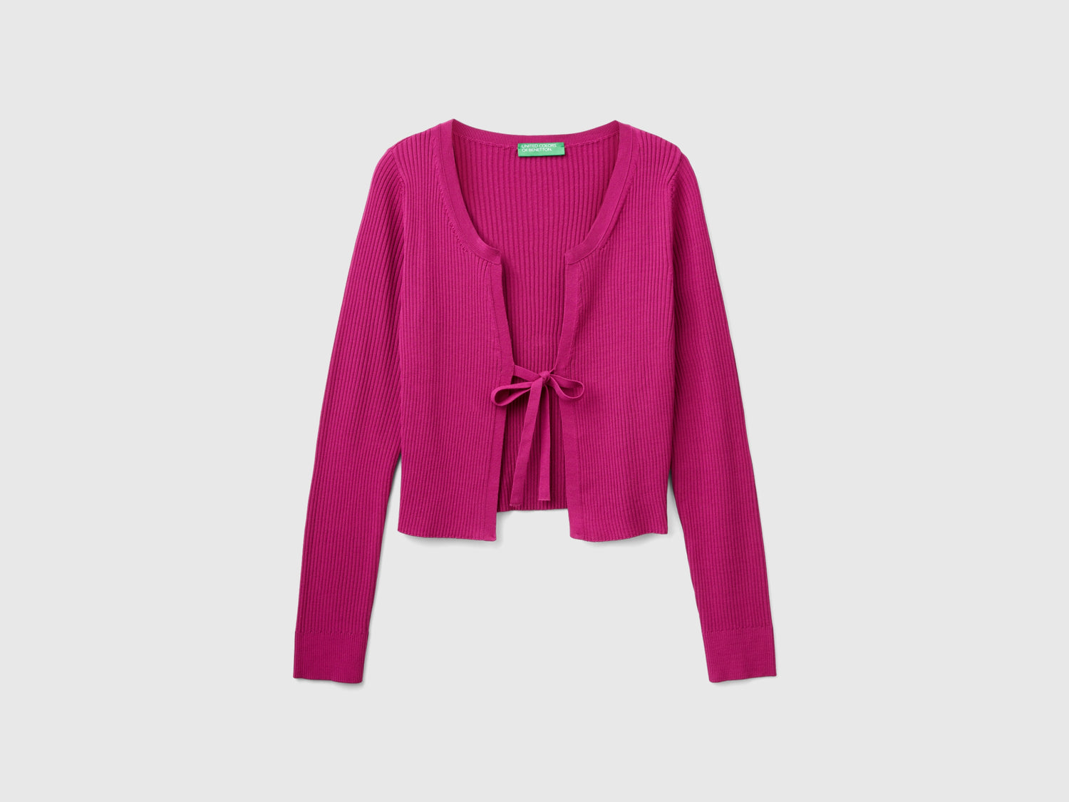 Cropped cardigan with laces da donna ciclamino | Benetton Outlet