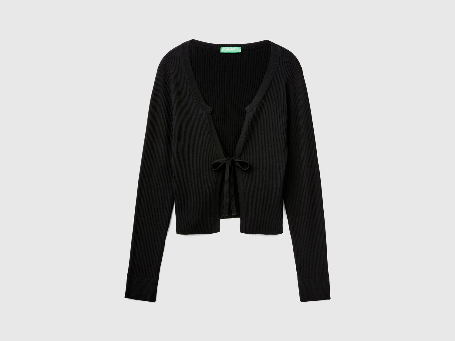 Cropped cardigan with laces da donna nero | Benetton Outlet