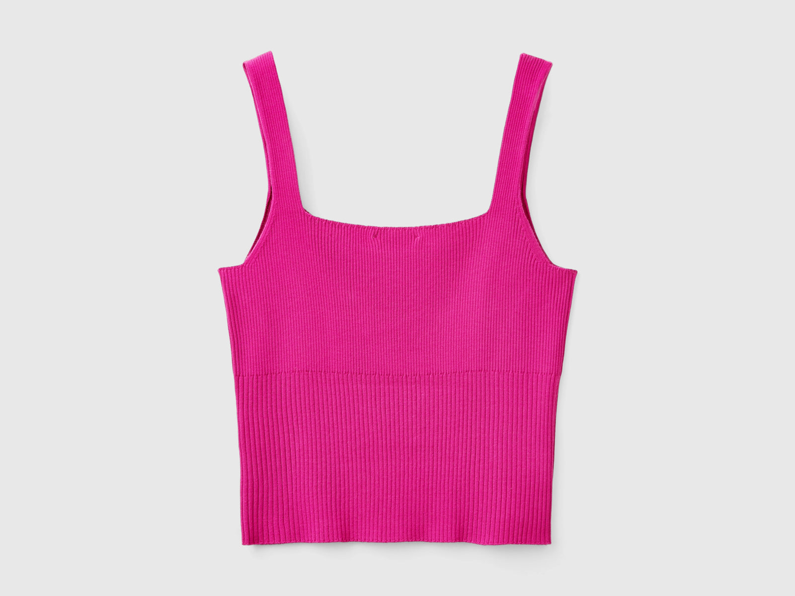 Canotta in maglia con scollo quadrato da donna ciclamino 2 | Benetton Outlet