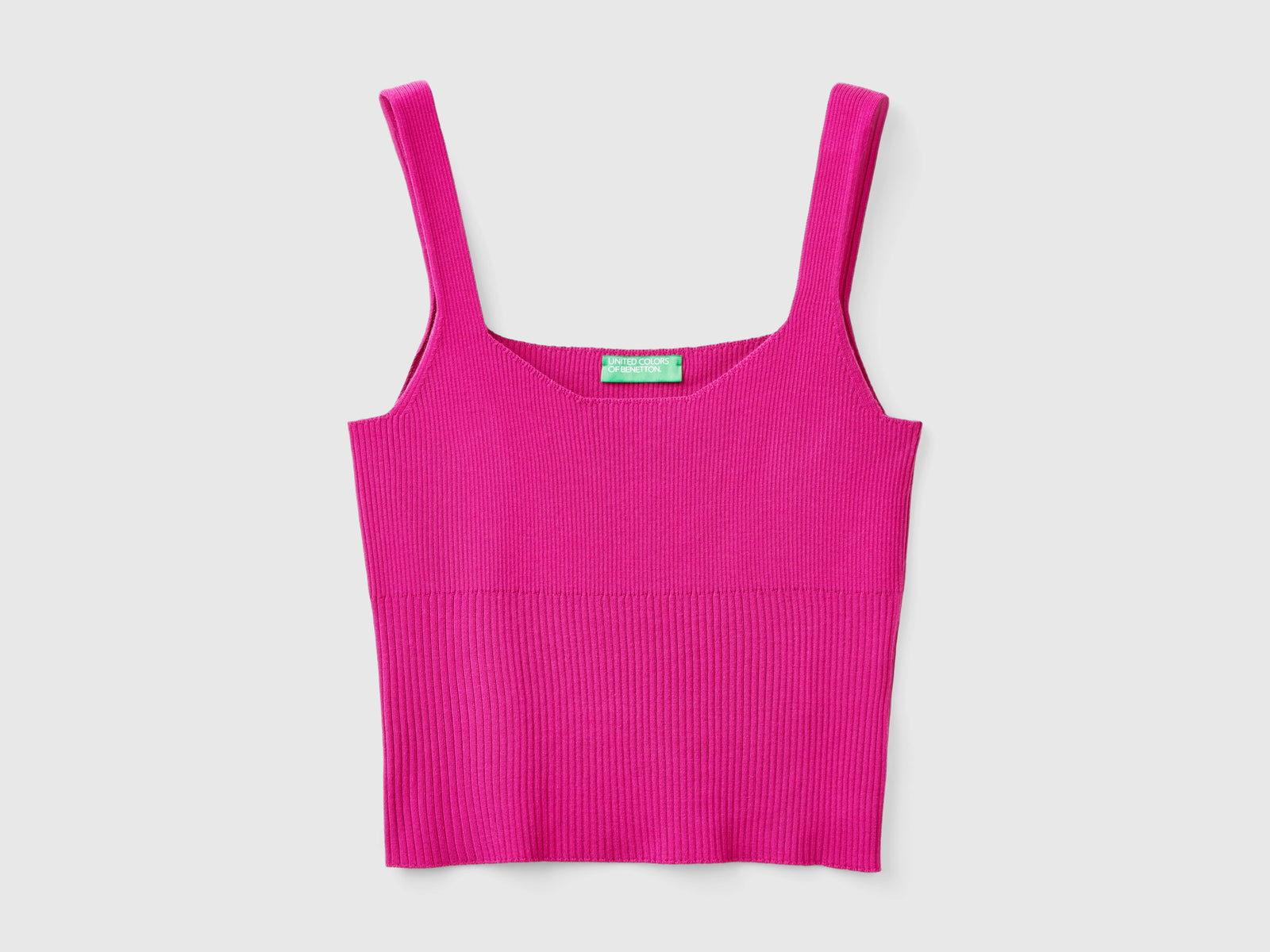 Canotta in maglia con scollo quadrato da donna ciclamino | Benetton Outlet