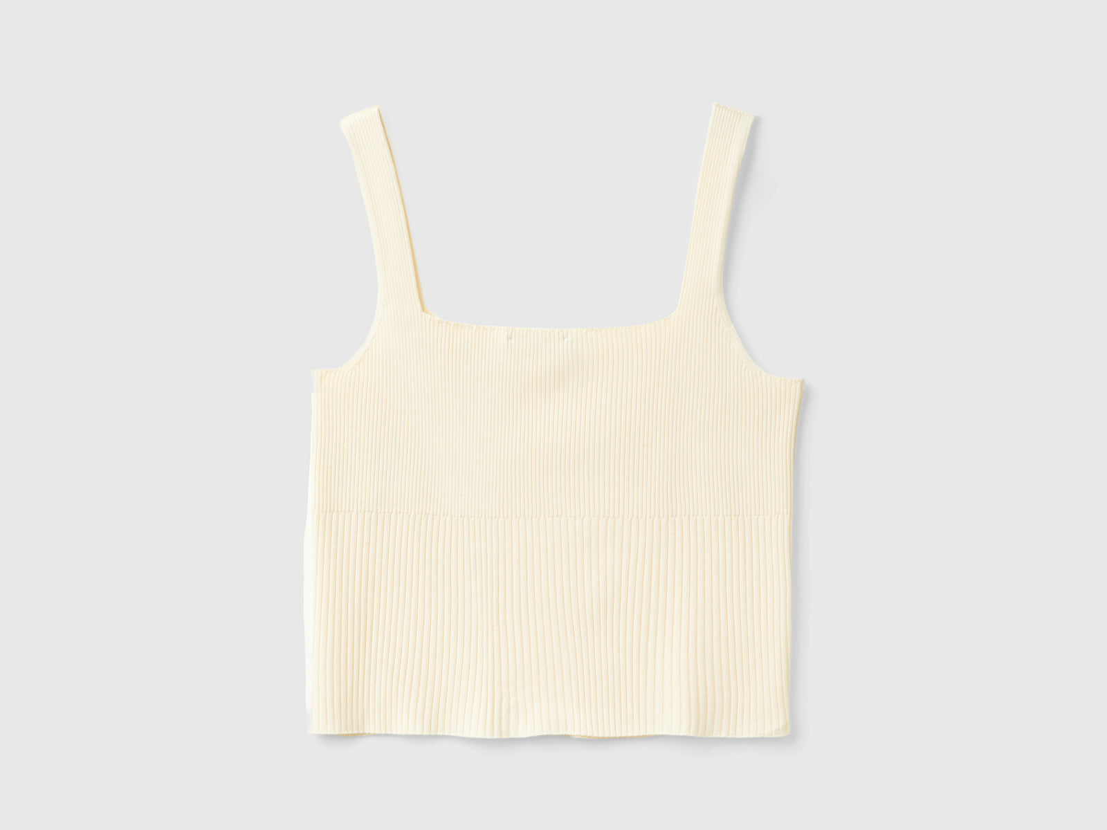 Canotta in maglia con scollo quadrato da donna bianco panna 2 | Benetton Outlet