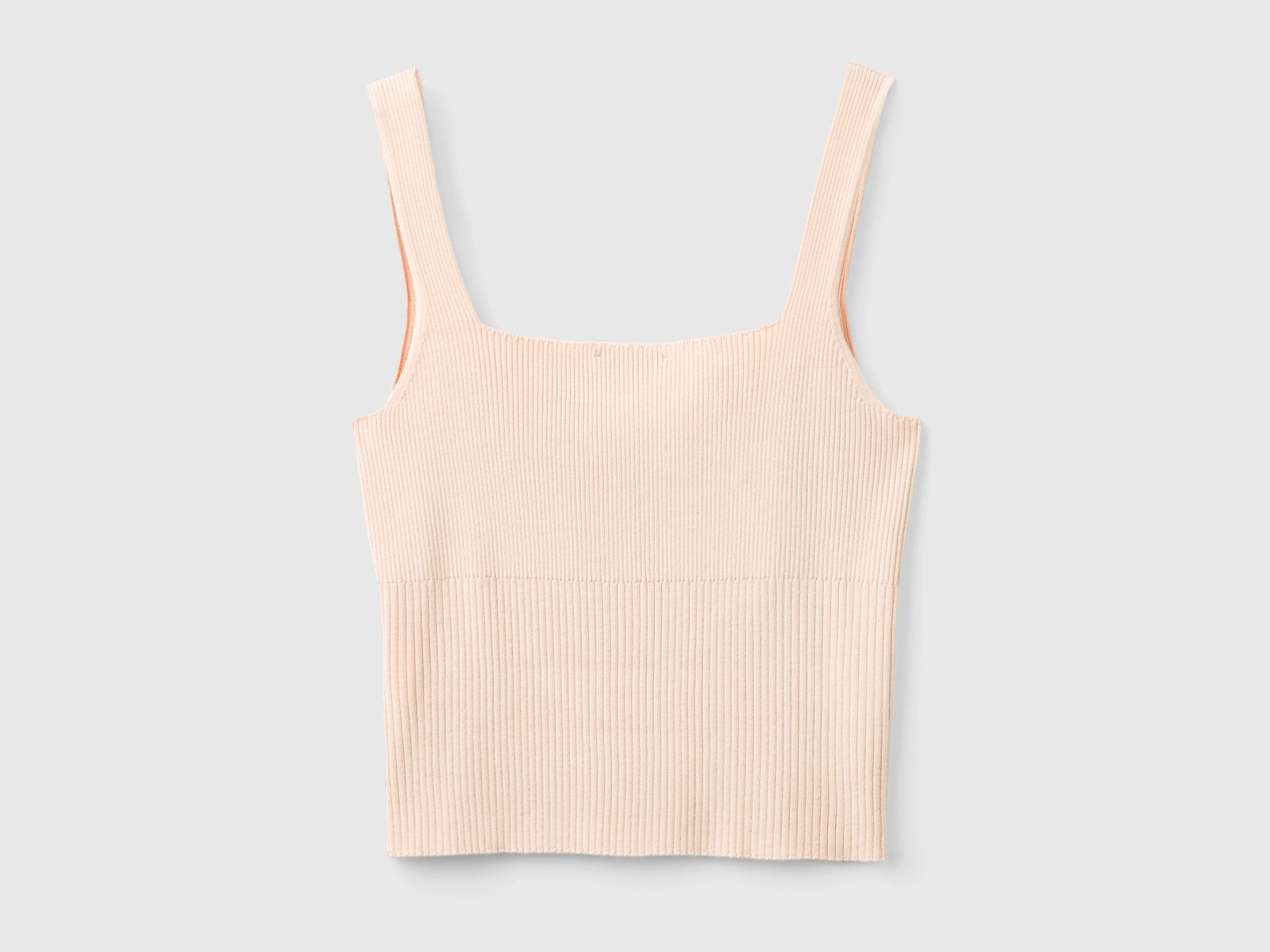 Canotta in maglia con scollo quadrato da donna rosa tenue 2 | Benetton Outlet