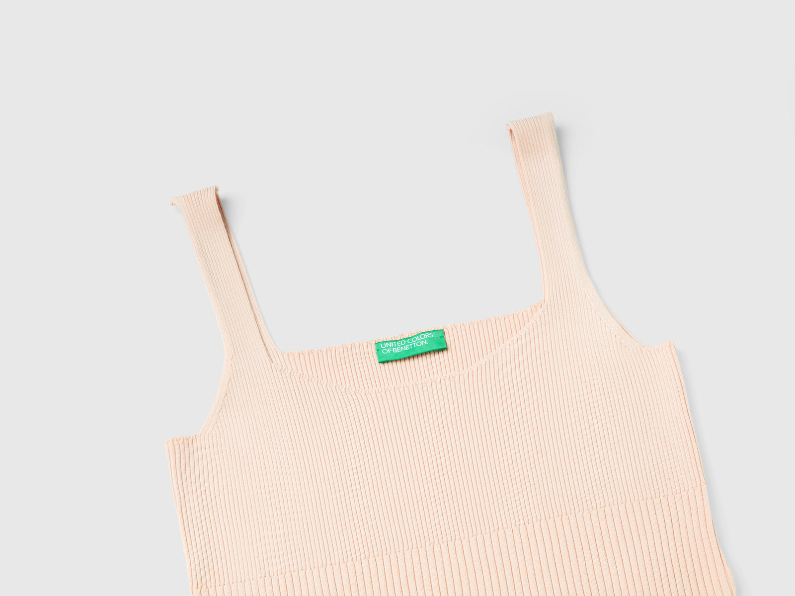 Canotta in maglia con scollo quadrato da donna rosa tenue 3 | Benetton Outlet