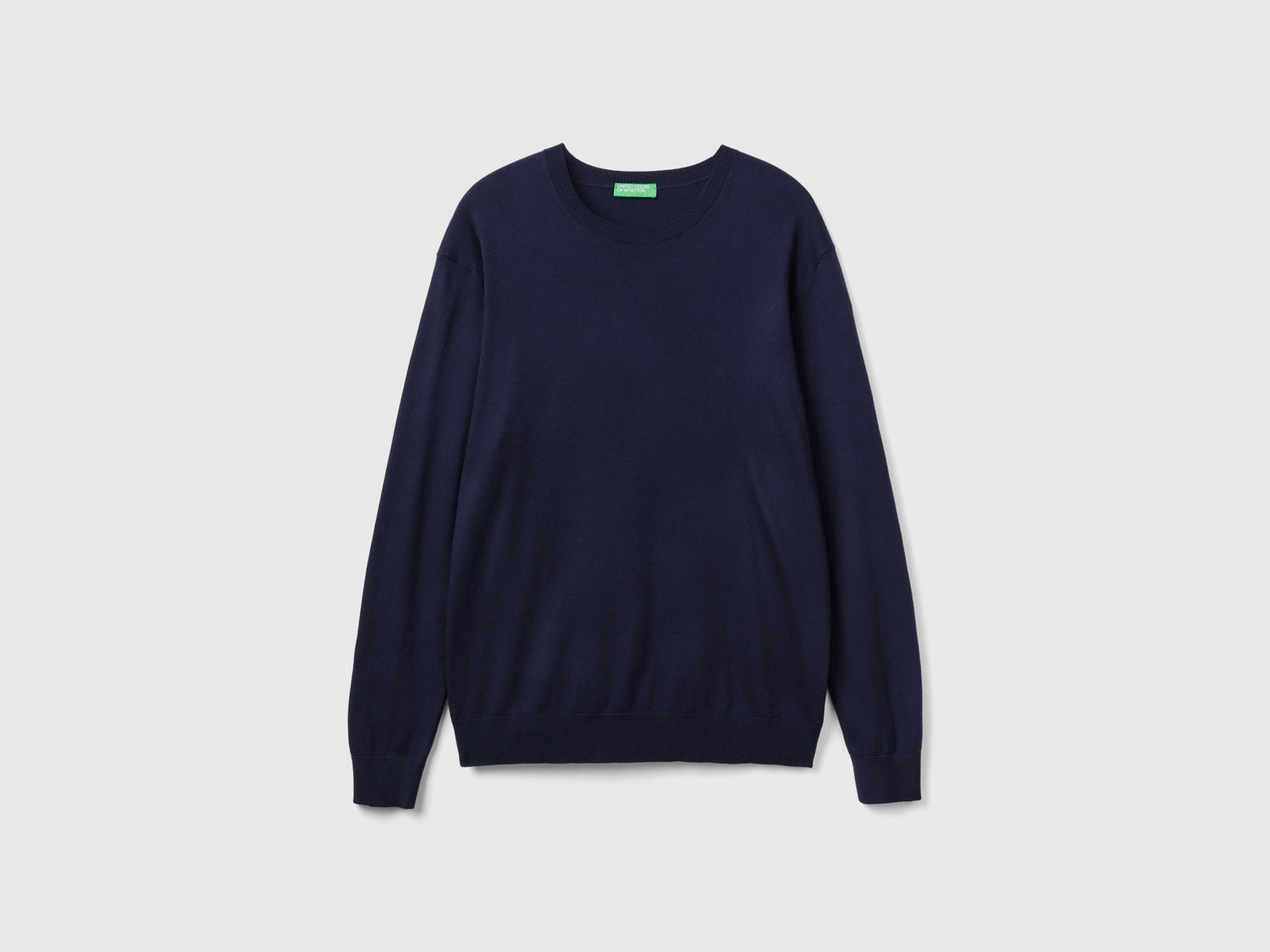 Maglia girocollo in misto cotone leggero da uomo blu scuro | Benetton Outlet