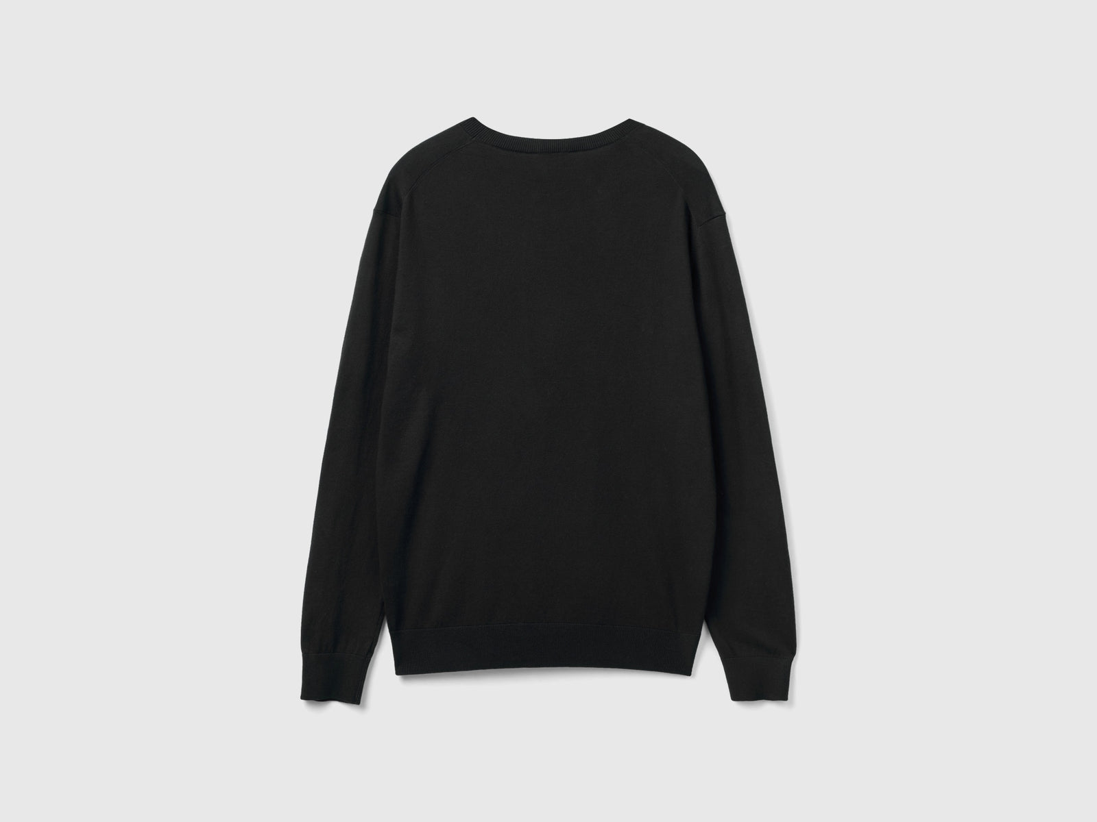 Maglia girocollo in misto cotone leggero da uomo nero 2 | Benetton Outlet