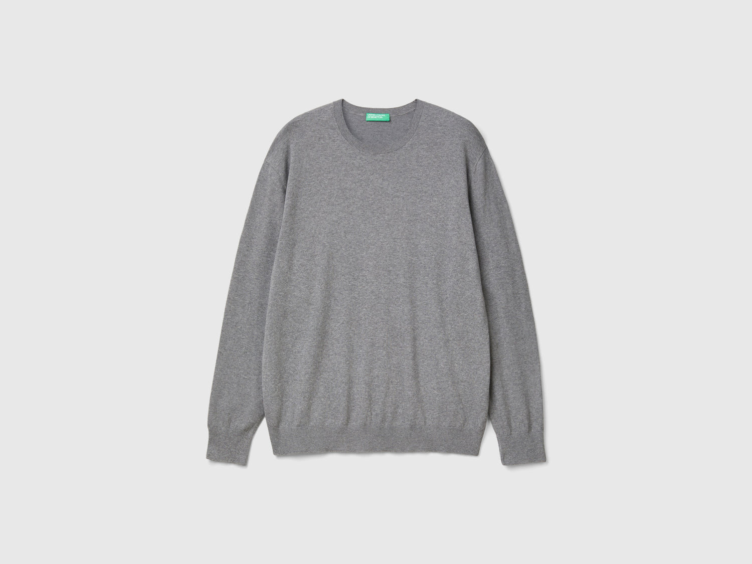 Maglia girocollo in misto cotone leggero da uomo grigio scuro | Benetton Outlet