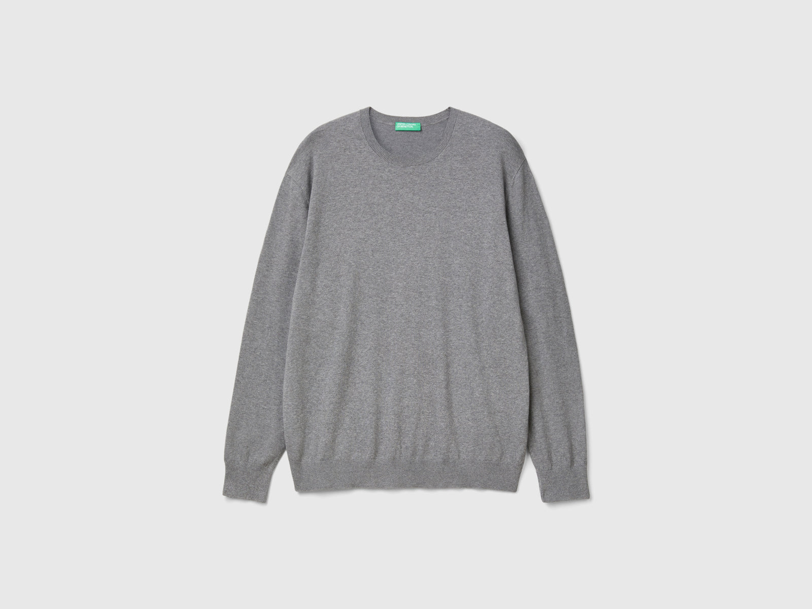 Maglia girocollo in misto cotone leggero da uomo grigio scuro | Benetton Outlet