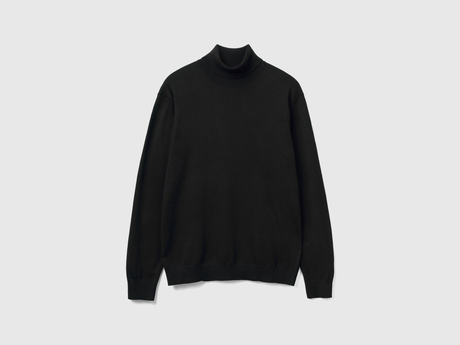 Dolcevita in misto cotone leggero da uomo nero | Benetton Outlet