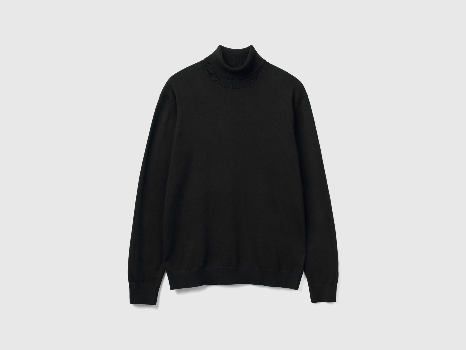Dolcevita in misto cotone leggero da uomo nero | Benetton Outlet