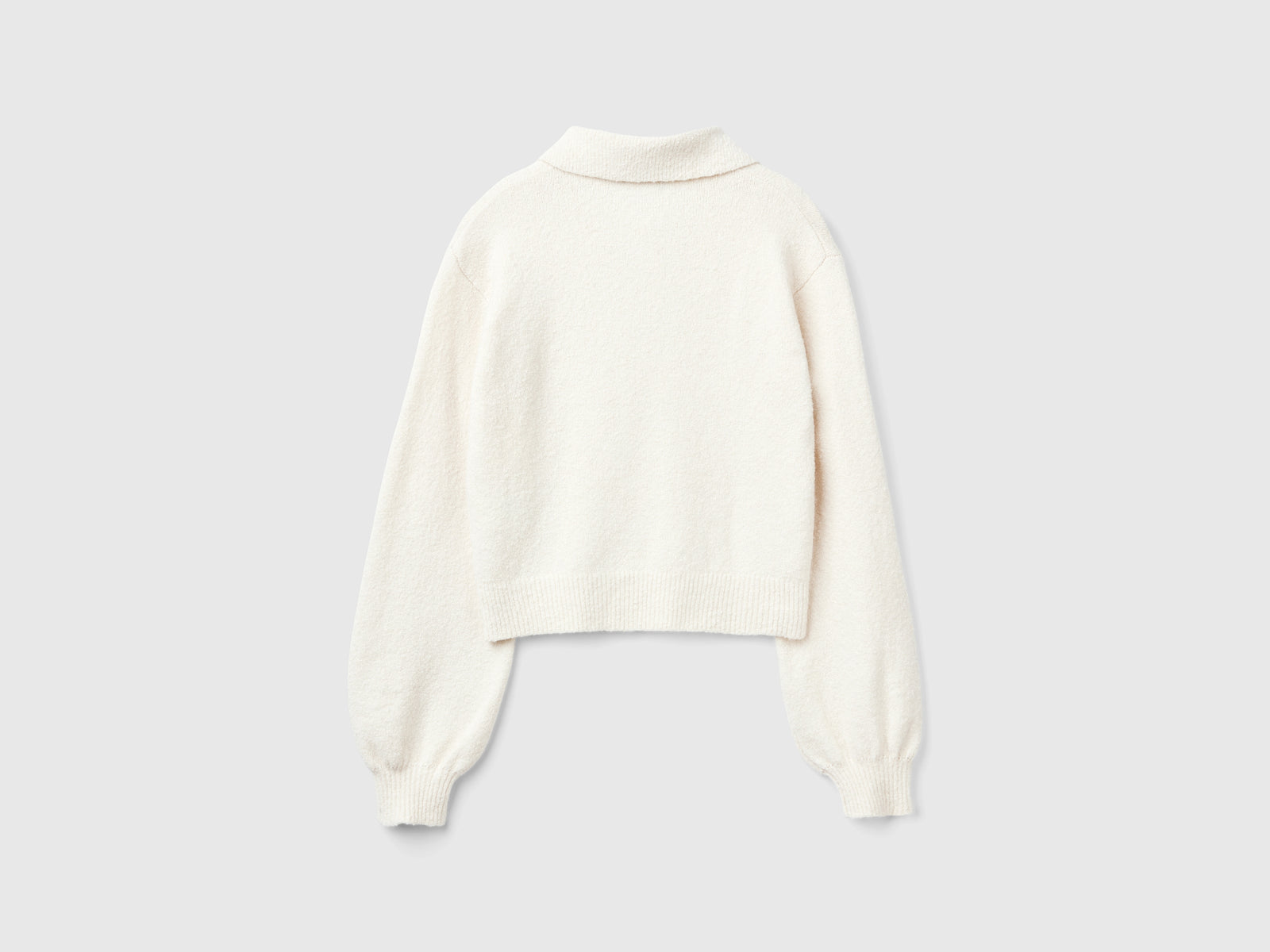 Polo in maglia cropped da donna bianco panna 2 | Benetton Outlet