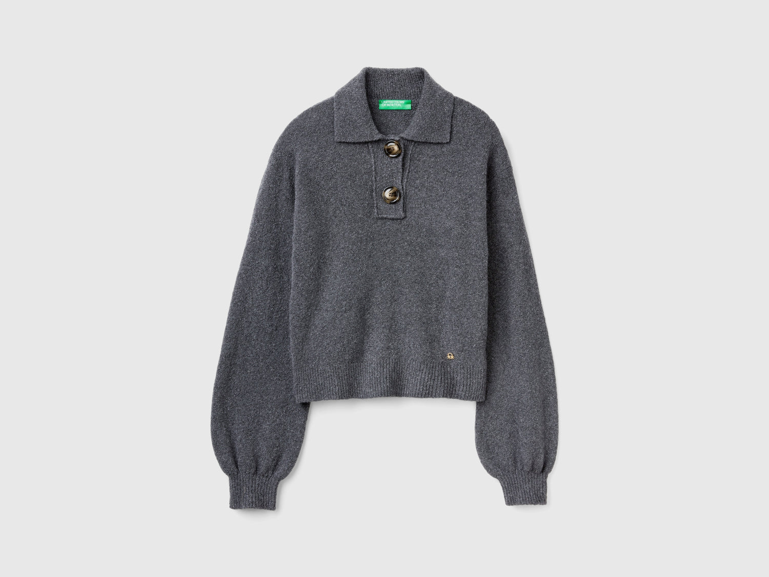 Polo in maglia cropped da donna grigio | Benetton Outlet