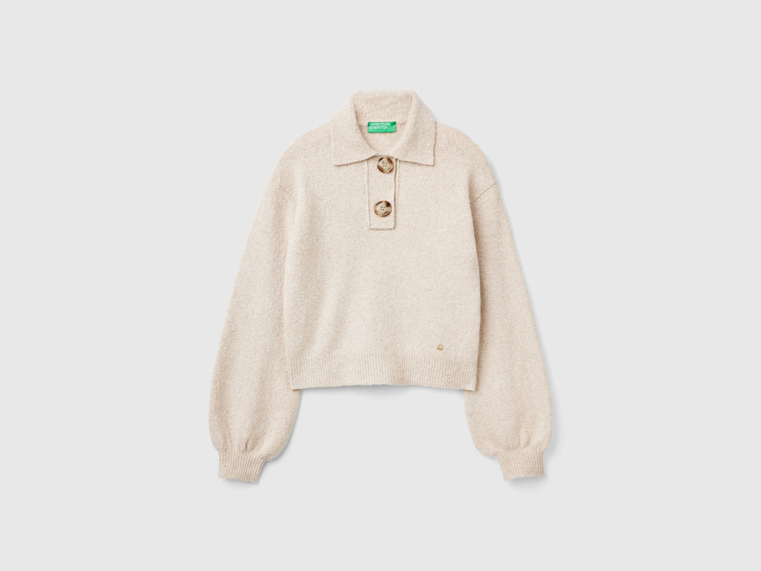 Polo in maglia cropped da donna beige | Benetton Outlet