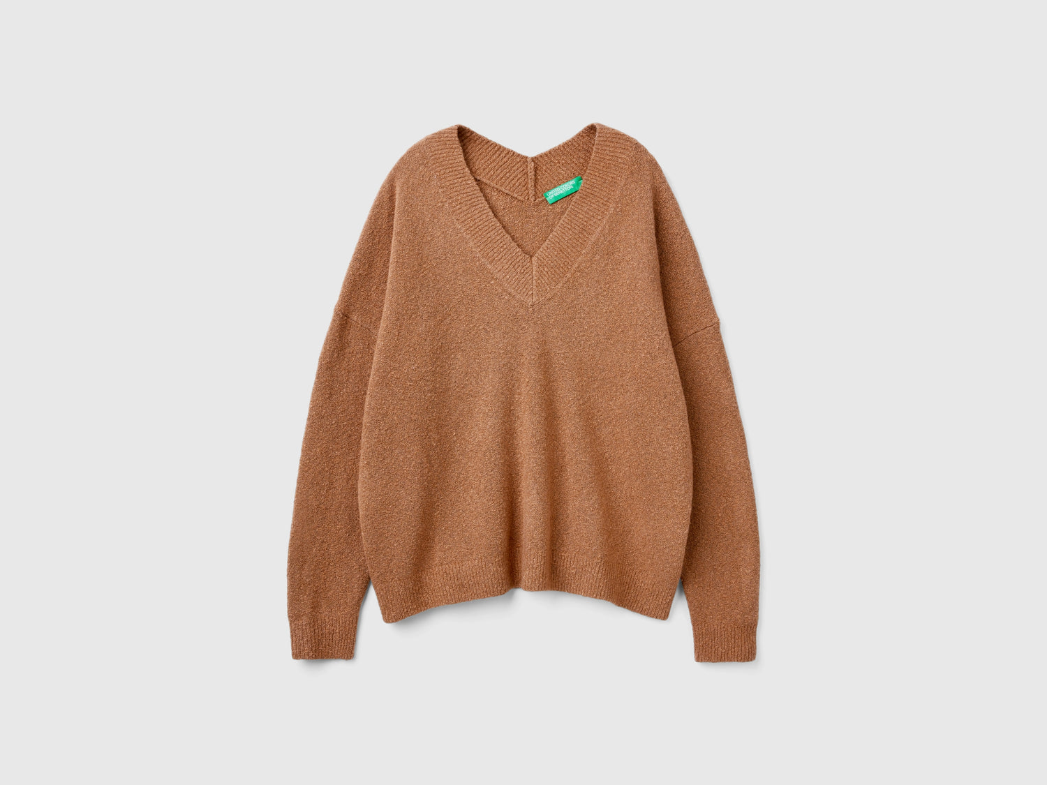 Maglia con scollo a V da donna marrone | Benetton Outlet