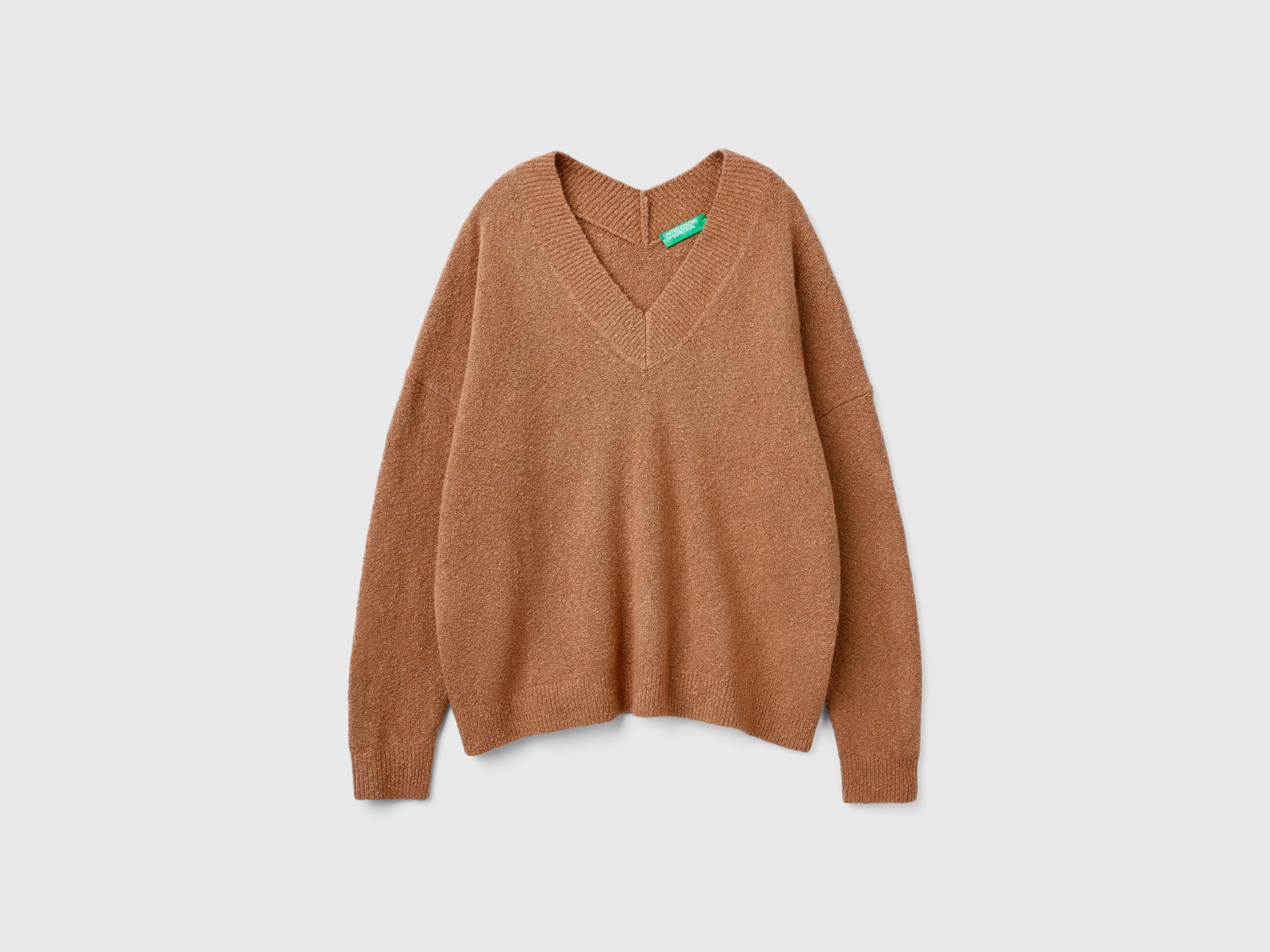 Maglia con scollo a V da donna marrone | Benetton Outlet