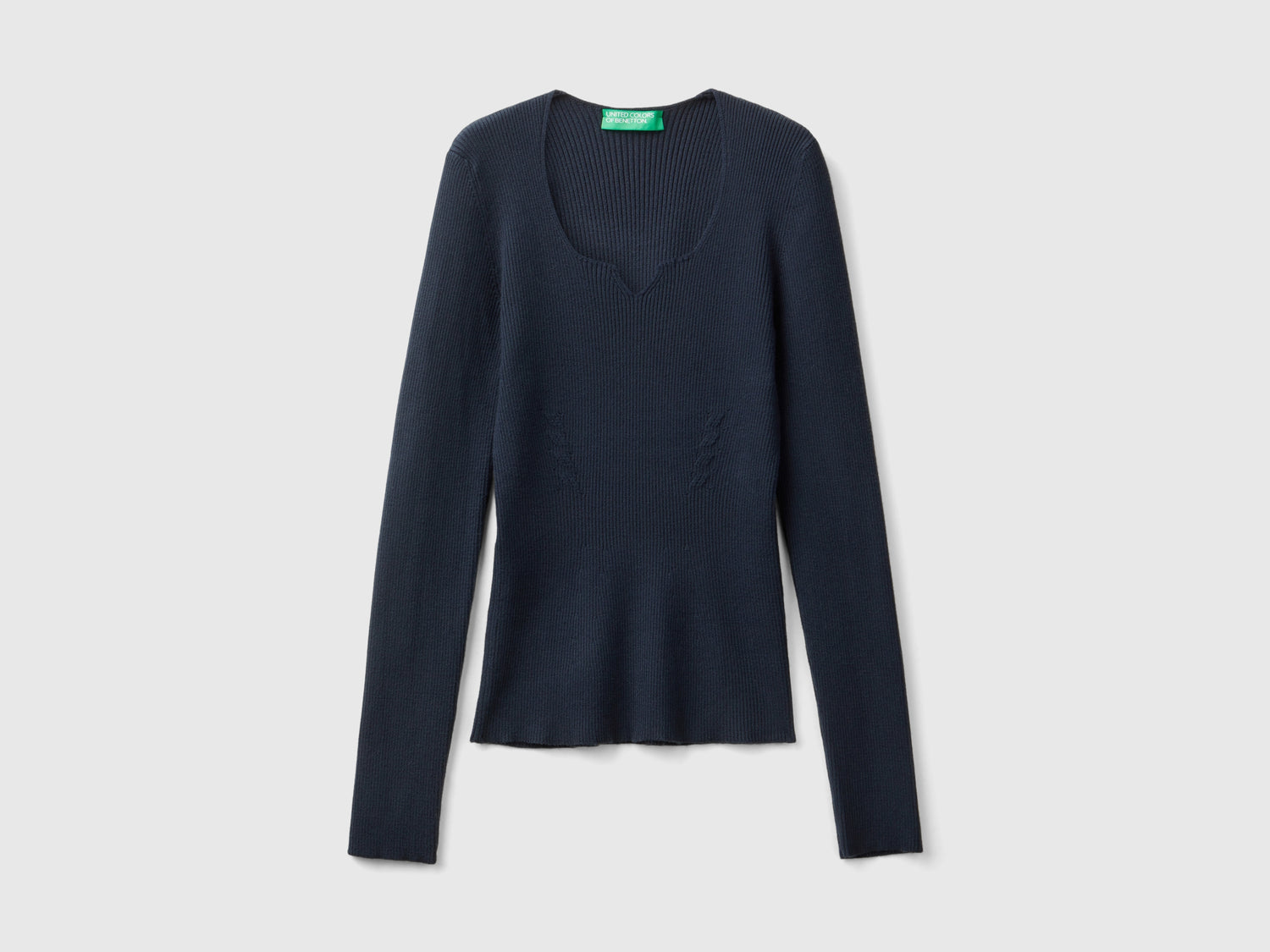Maglia con scollo a cuore da donna blu scuro | Benetton Outlet
