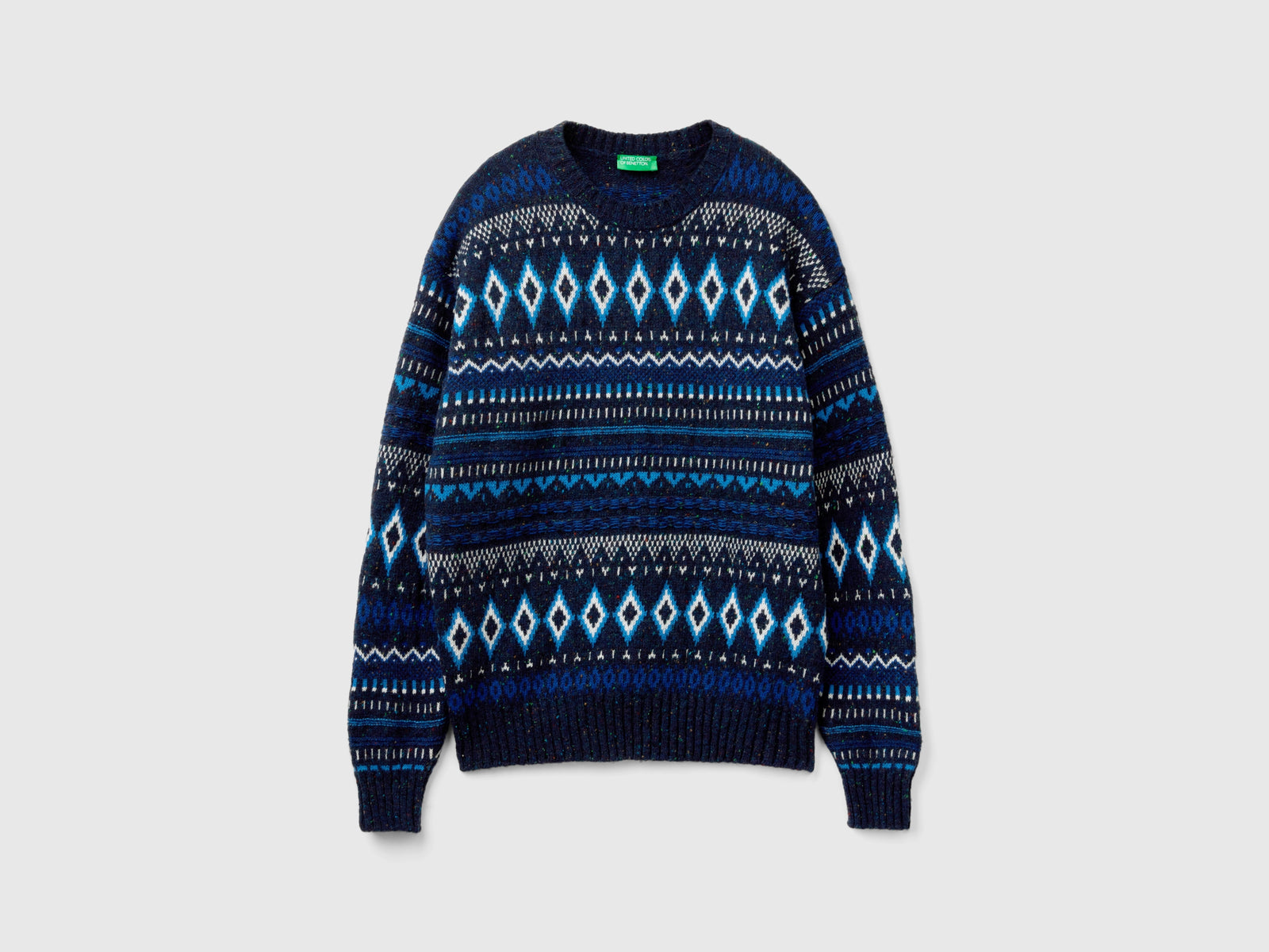 Maglione jacquard da uomo blu scuro | Benetton Outlet