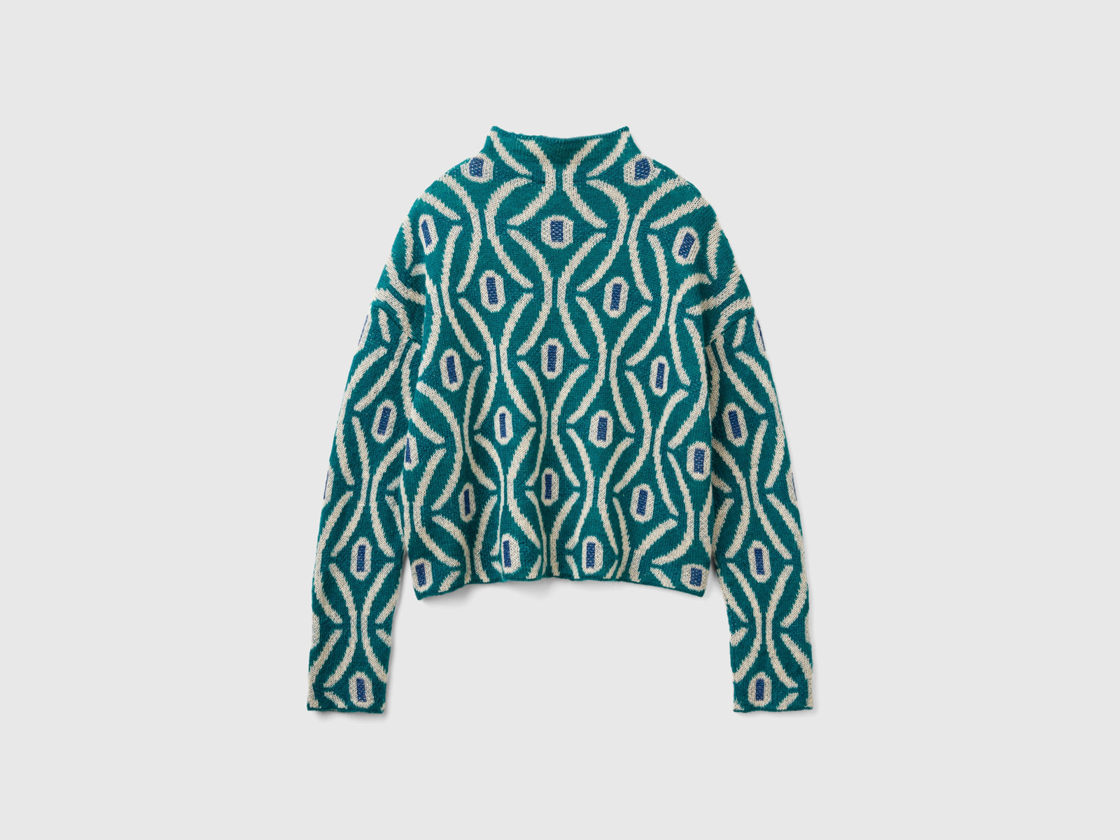 Maglia lupetto jacquard da donna verde 2 | Benetton Outlet