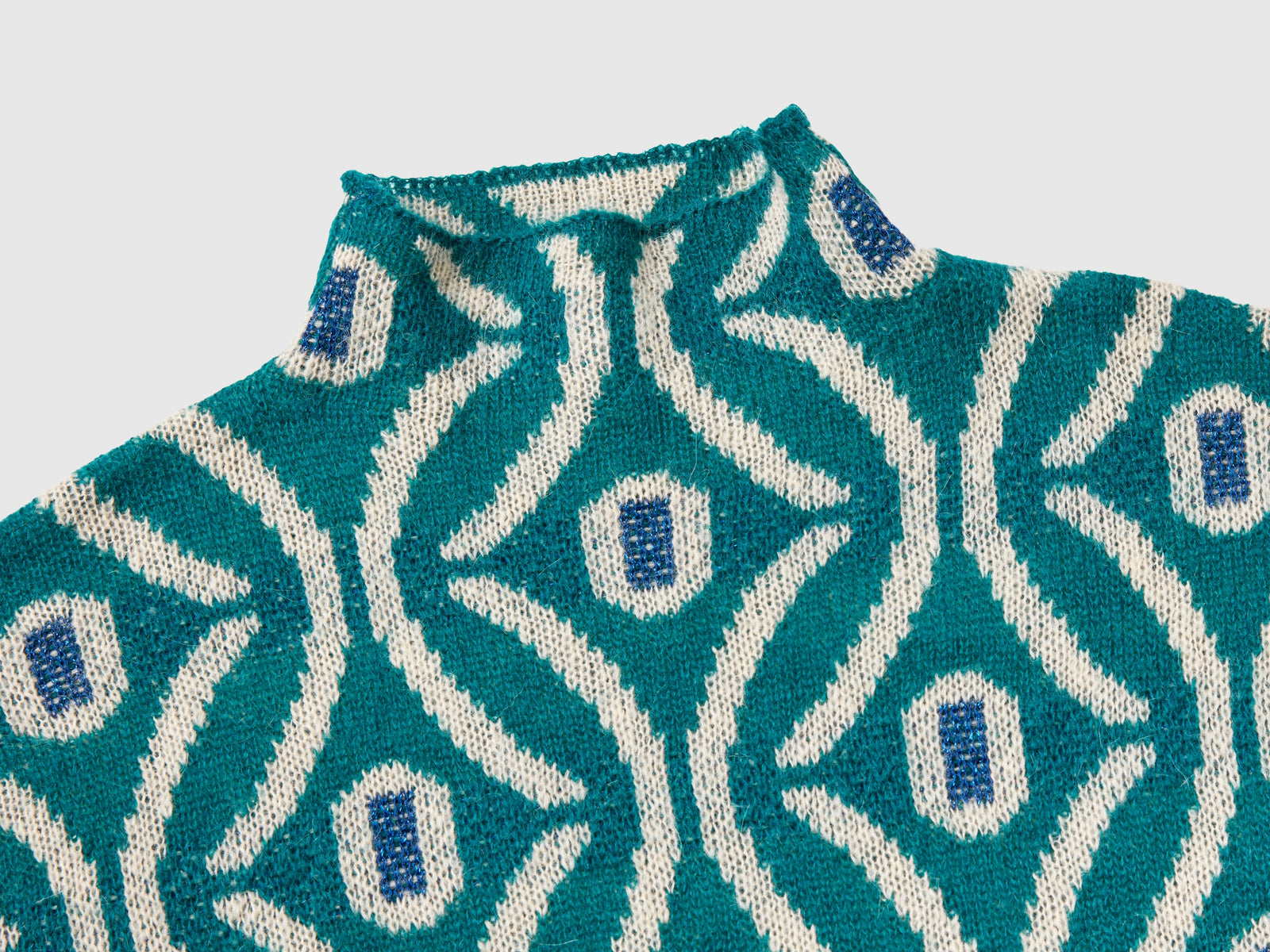Maglia lupetto jacquard da donna verde 3 | Benetton Outlet