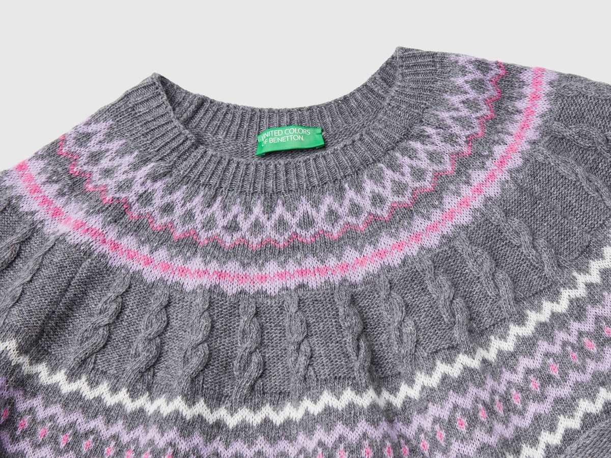 Maglione jacquard in misto lana