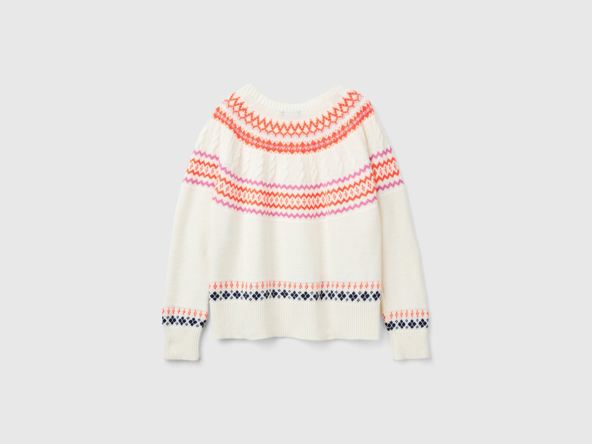 Maglione jacquard in misto lana