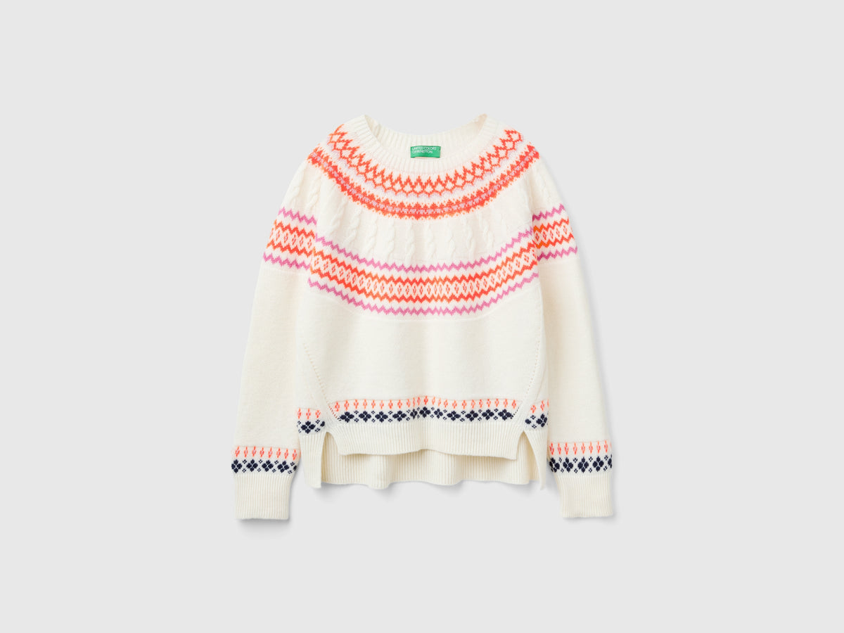 Maglione jacquard in misto lana