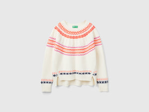 Maglione jacquard in misto lana