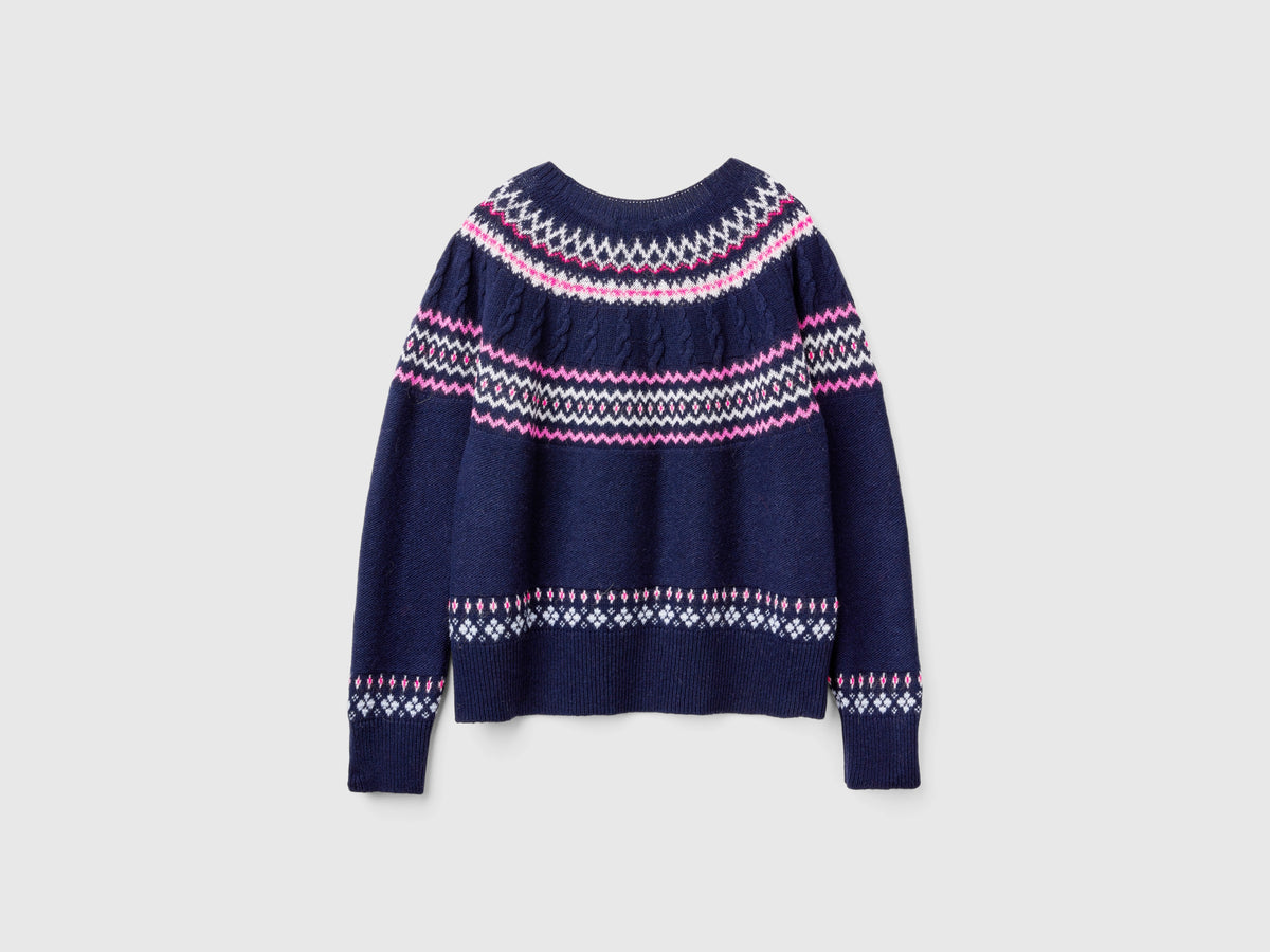 Maglione jacquard in misto lana