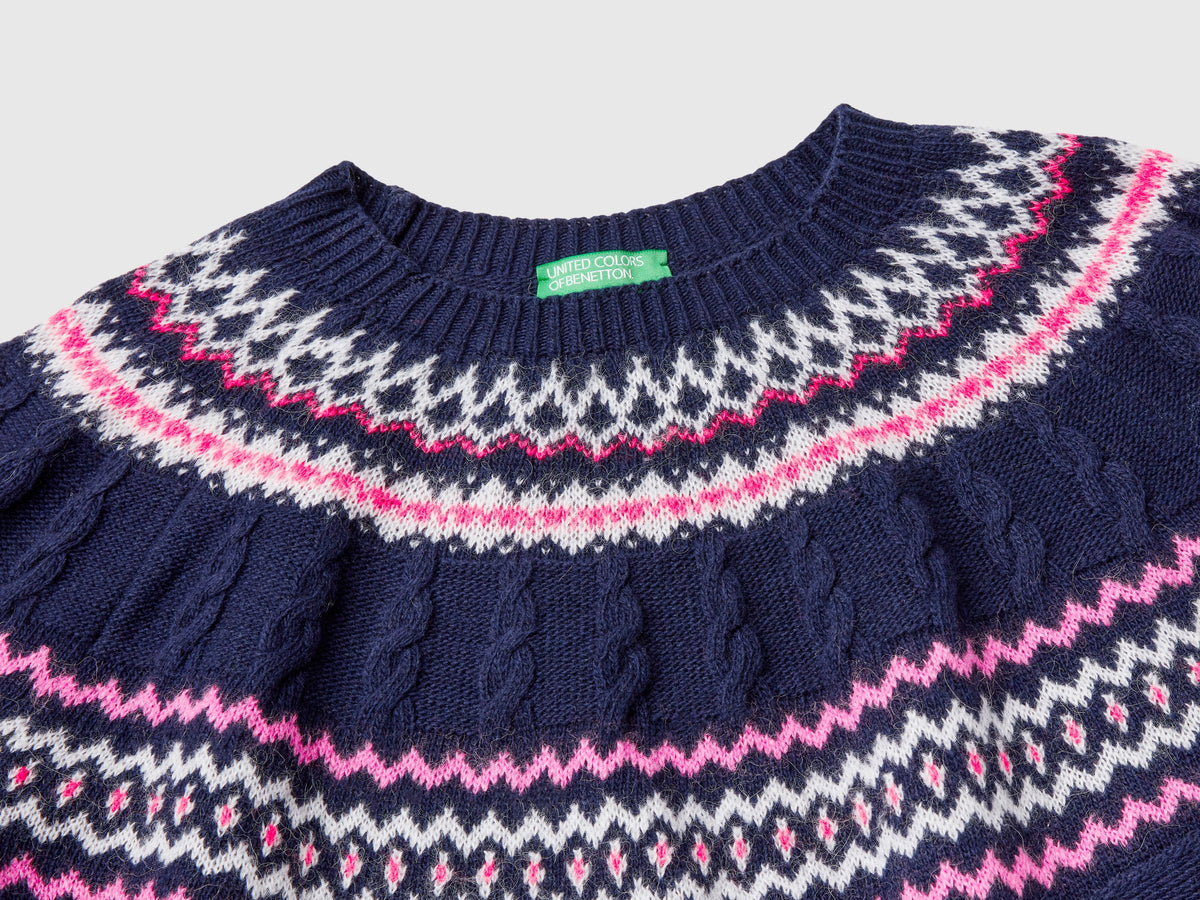 Maglione jacquard in misto lana