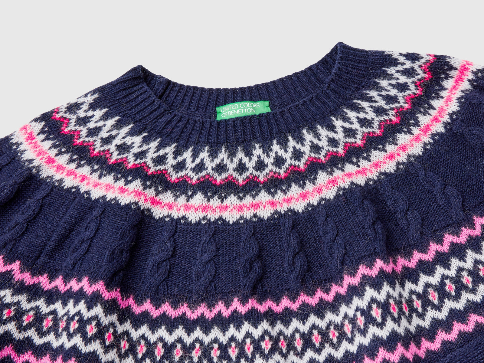 Maglione jacquard in misto lana da donna blu scuro 3 | Benetton Outlet