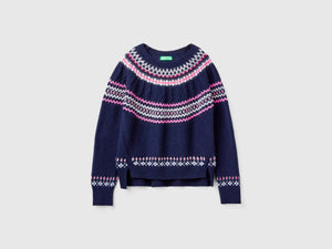 Maglione jacquard in misto lana