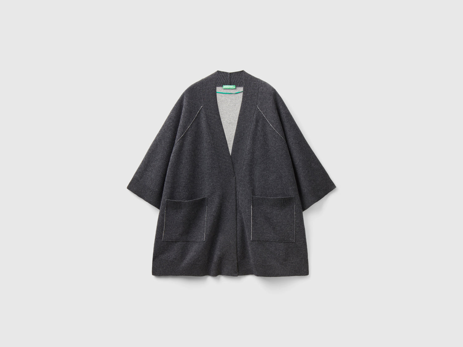 Mantella aperta in maglia da donna grigio scuro | Benetton Outlet