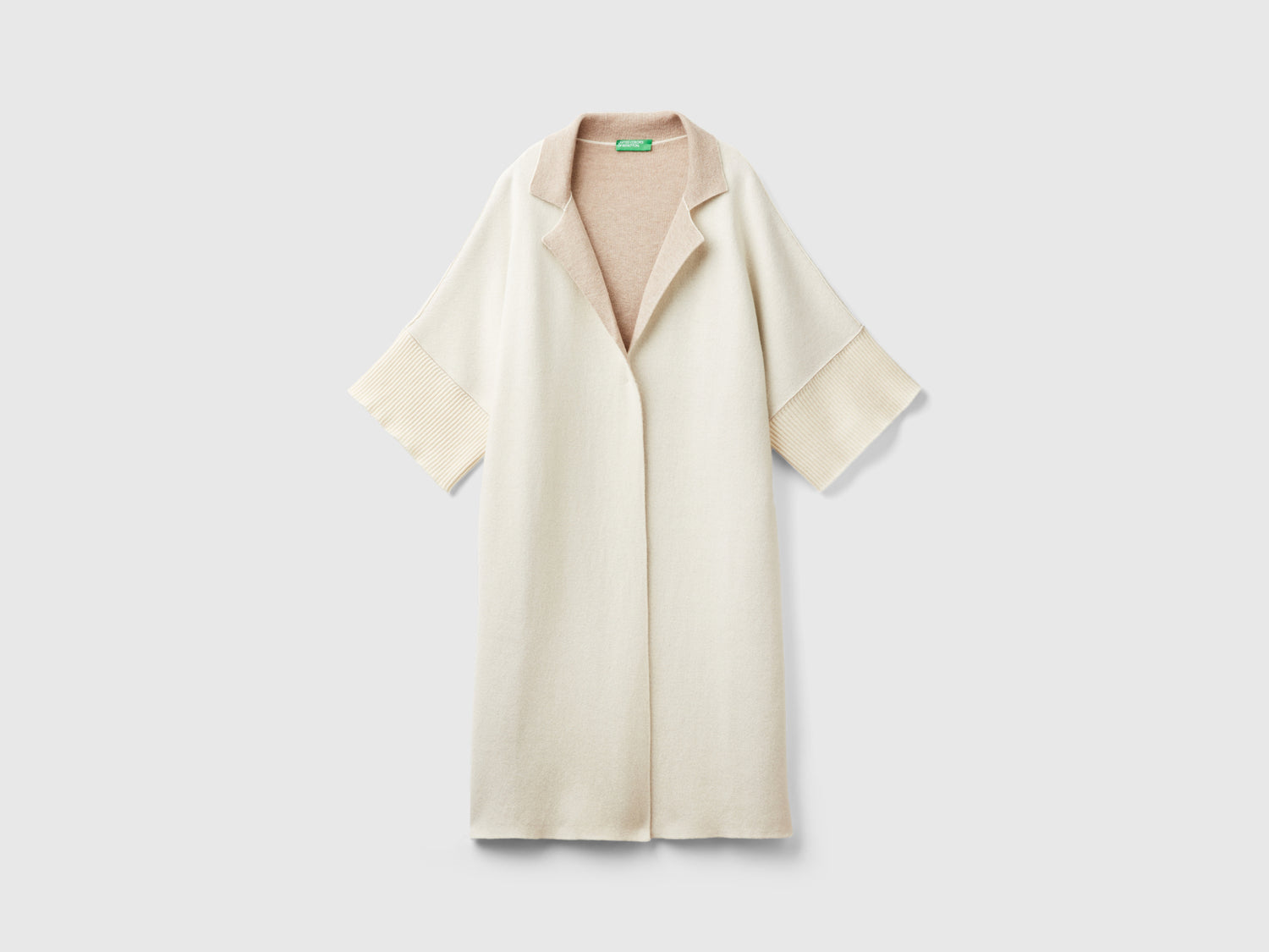Cappotto aperto reversibile da donna bianco panna | Benetton Outlet