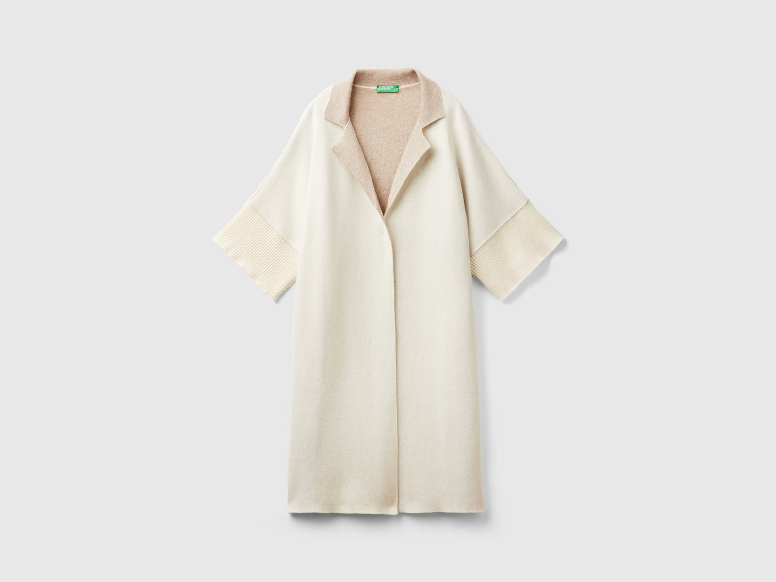 Cappotto aperto reversibile da donna bianco panna | Benetton Outlet