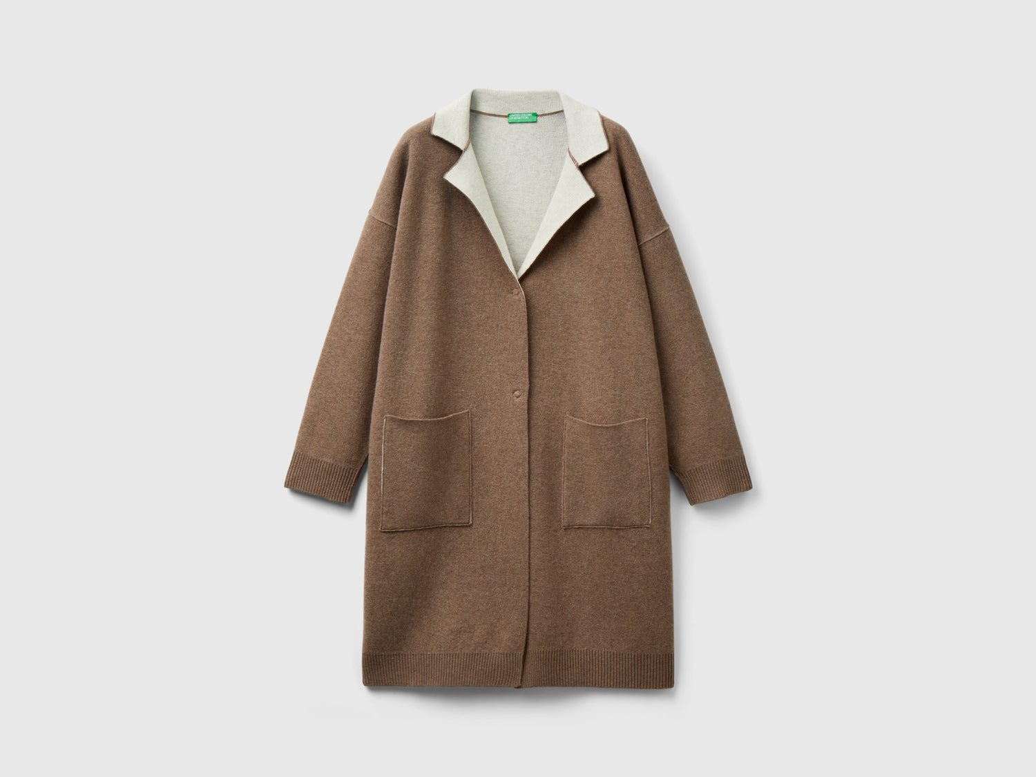 Cappotto reversibile in maglia da donna beige | Benetton Outlet