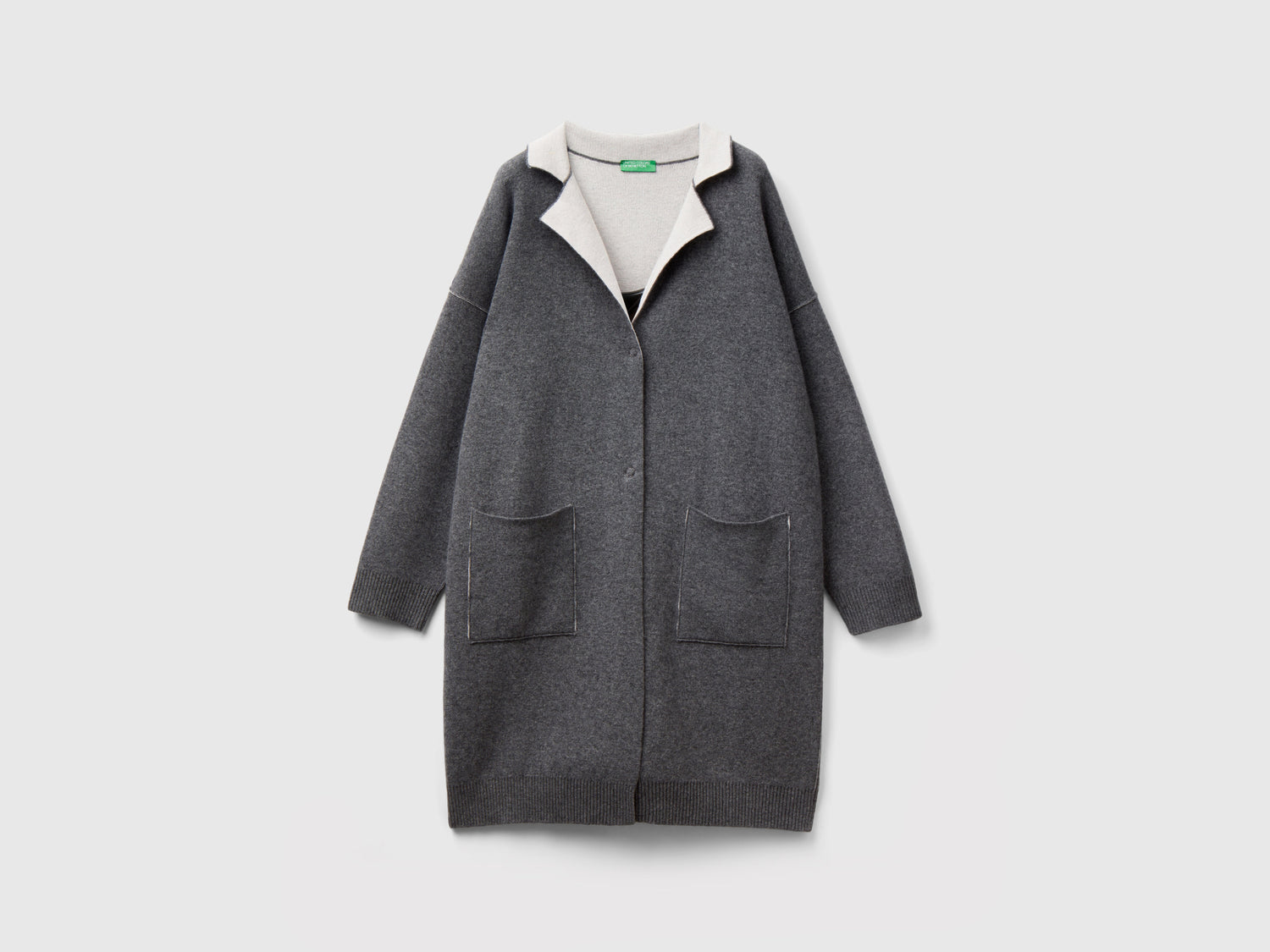 Cappotto reversibile in maglia da donna grigio | Benetton Outlet