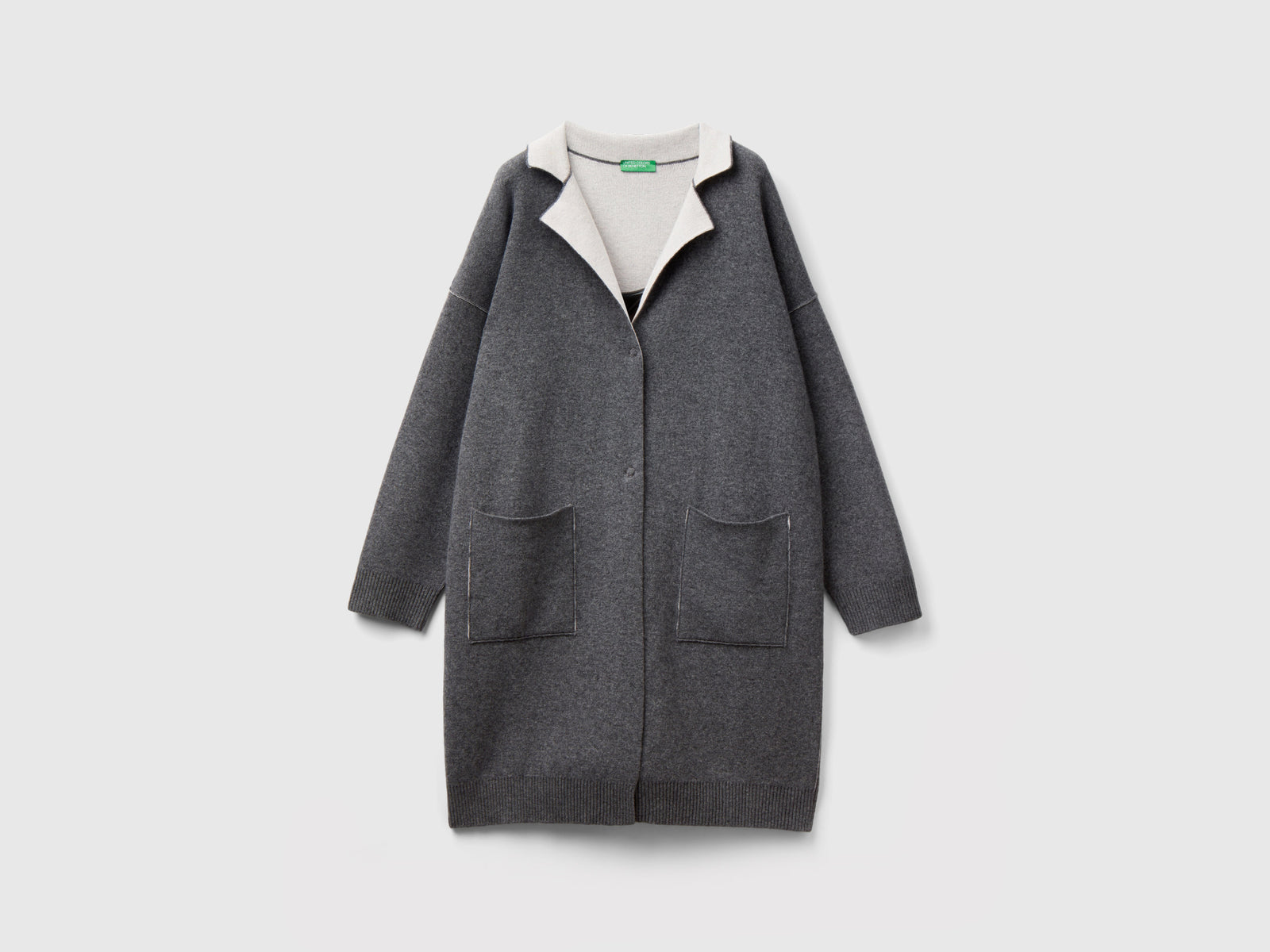 Cappotto reversibile in maglia da donna grigio | Benetton Outlet