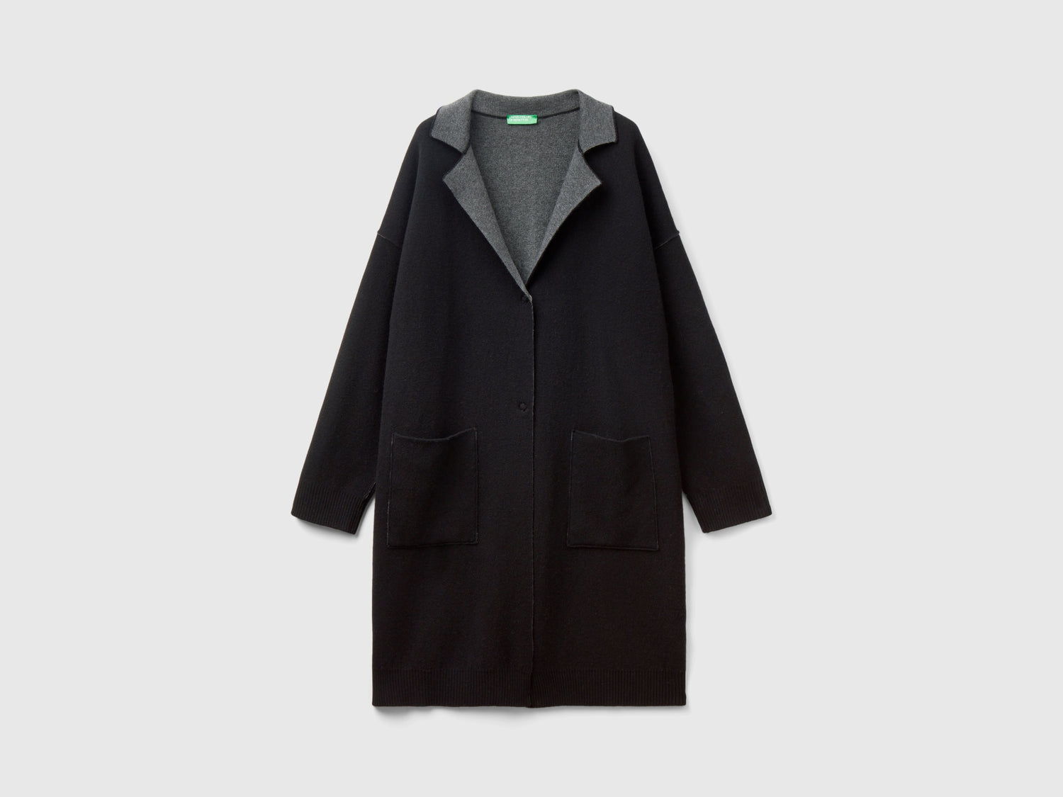Cappotto reversibile in maglia da donna nero | Benetton Outlet
