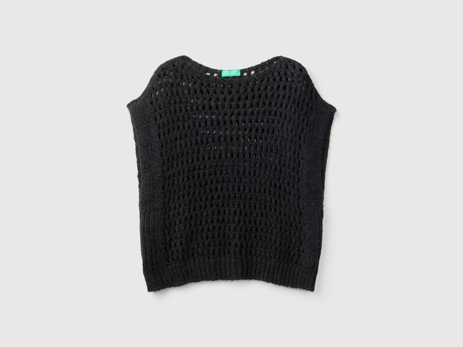 Mesh vest with lurex da donna nero | Benetton Outlet