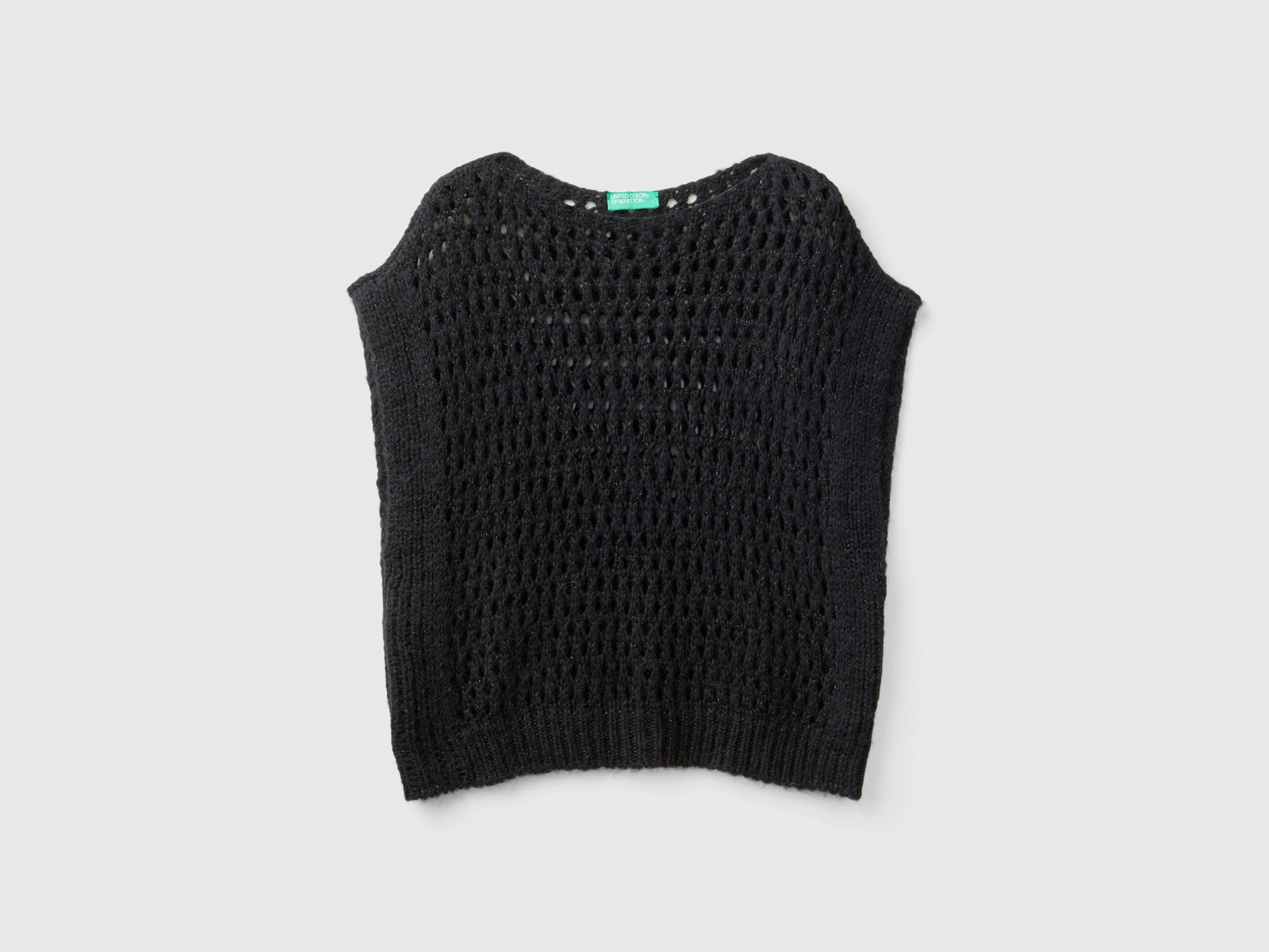 Gilet a rete con lurex da donna nero | Benetton Outlet