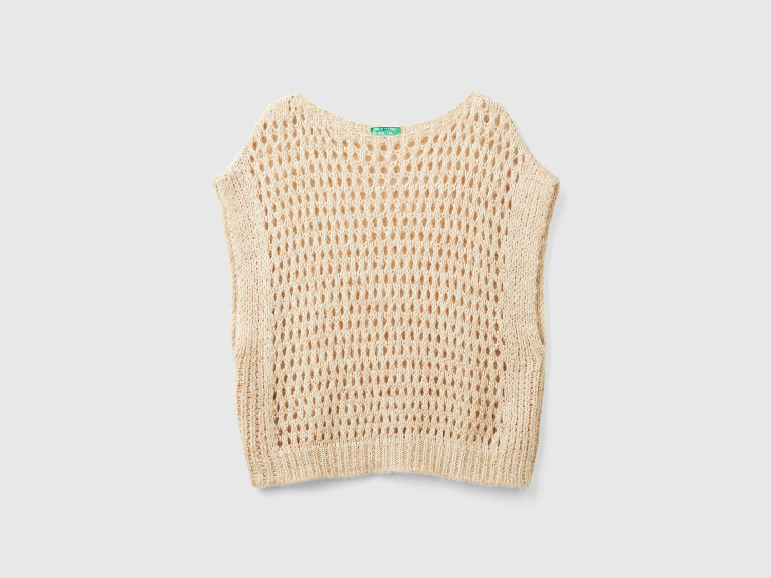 Mesh vest with lurex da donna beige | Benetton Outlet
