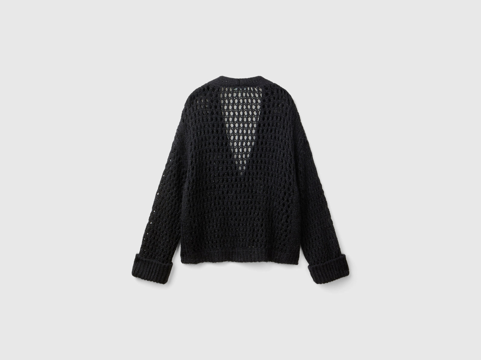 Mesh cardigan with lurex da donna nero 2 | Benetton Outlet
