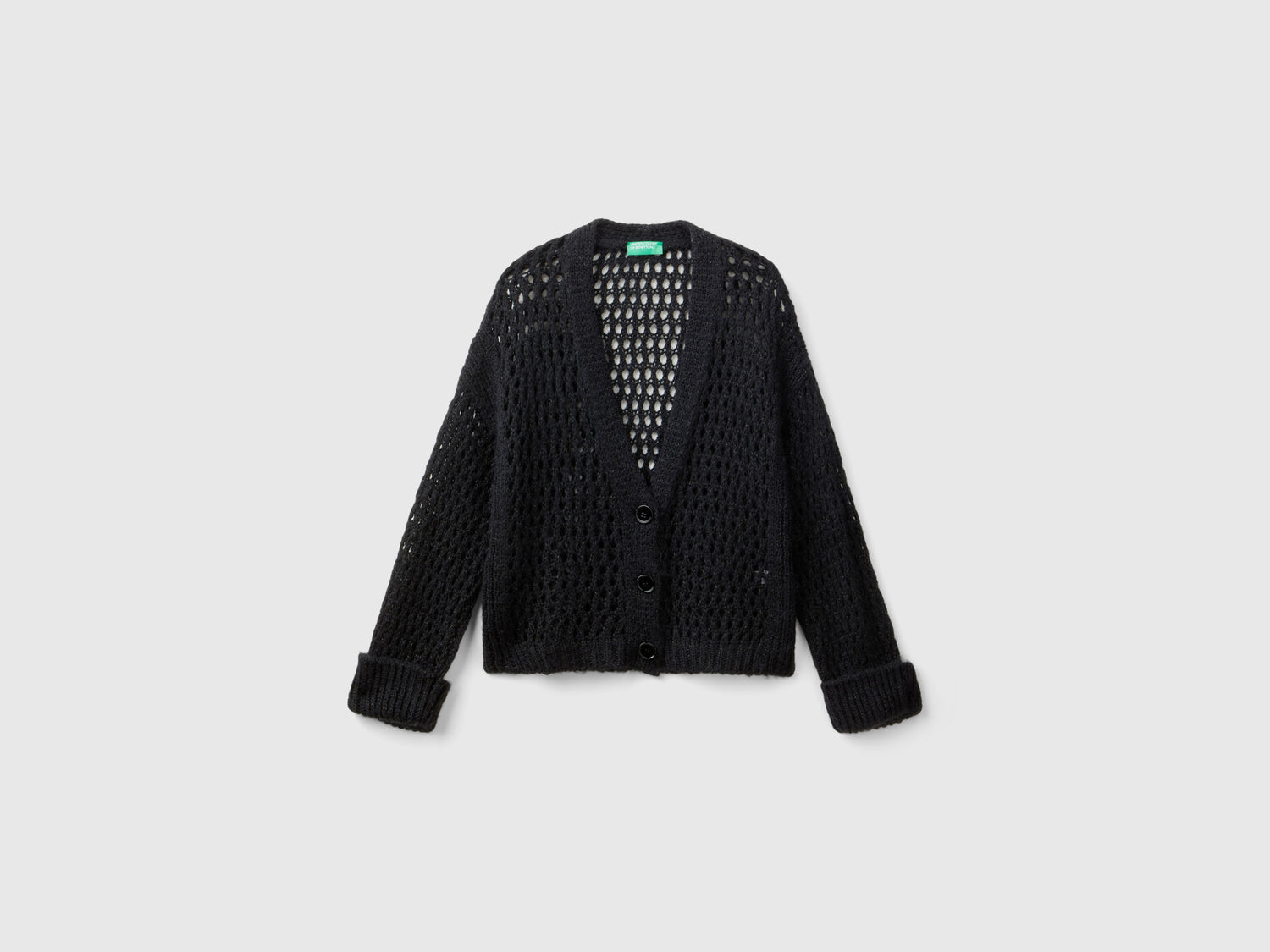 Mesh cardigan with lurex da donna nero | Benetton Outlet