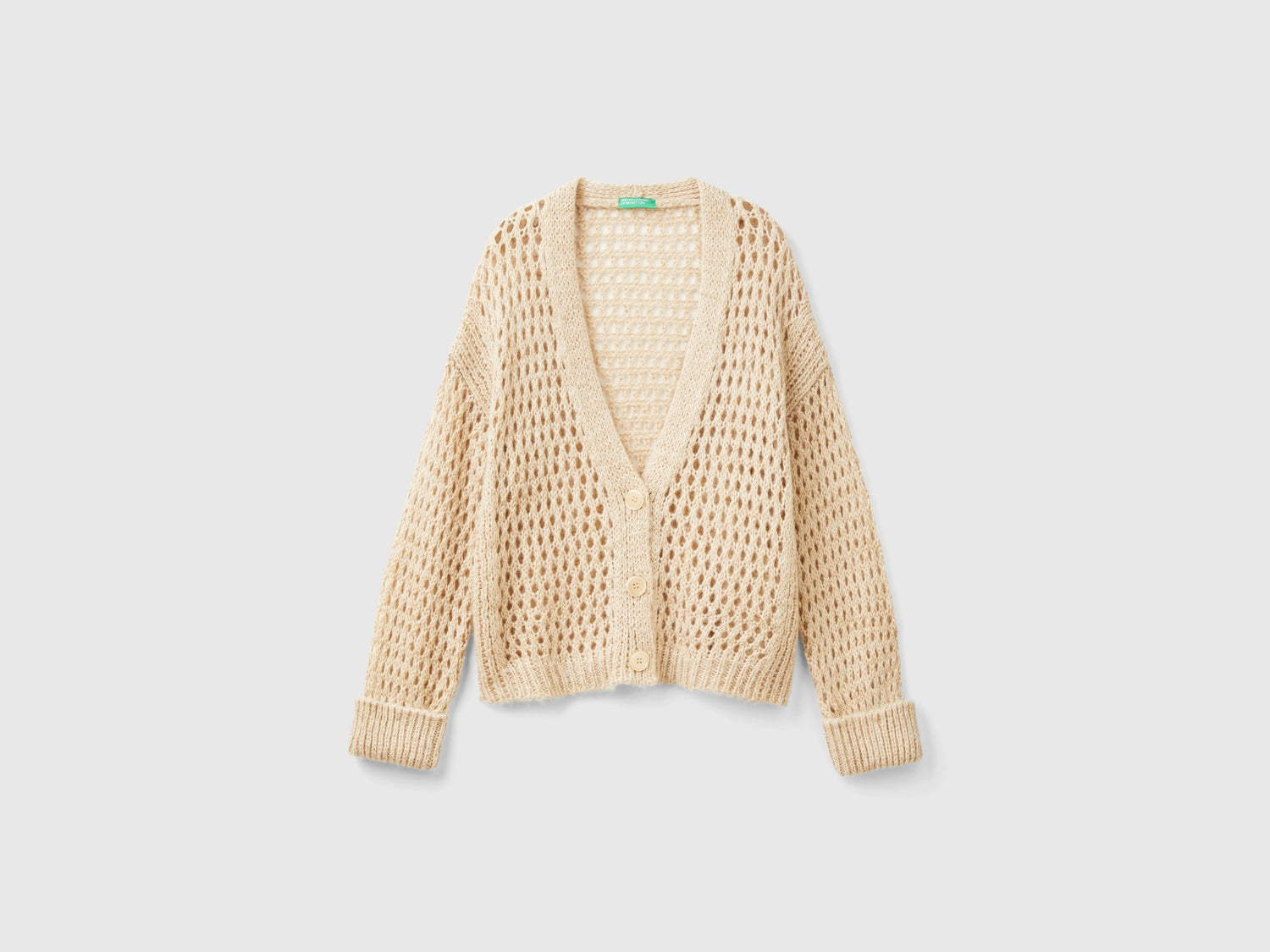 Mesh cardigan with lurex da donna beige | Benetton Outlet