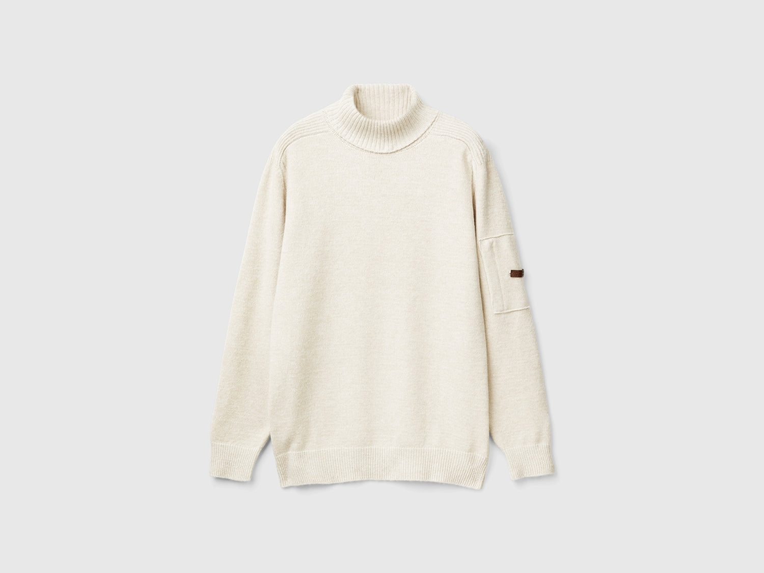 Maglia dolcevita con taschino da uomo beige | Benetton Outlet