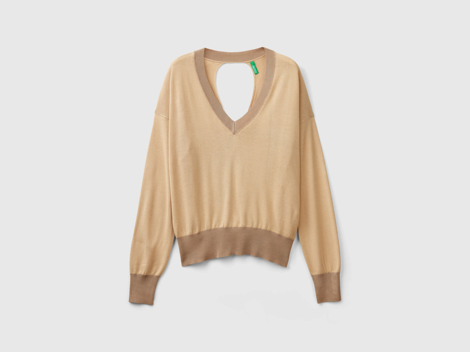 Maglioncino con apertura sul retro da donna beige | Benetton Outlet