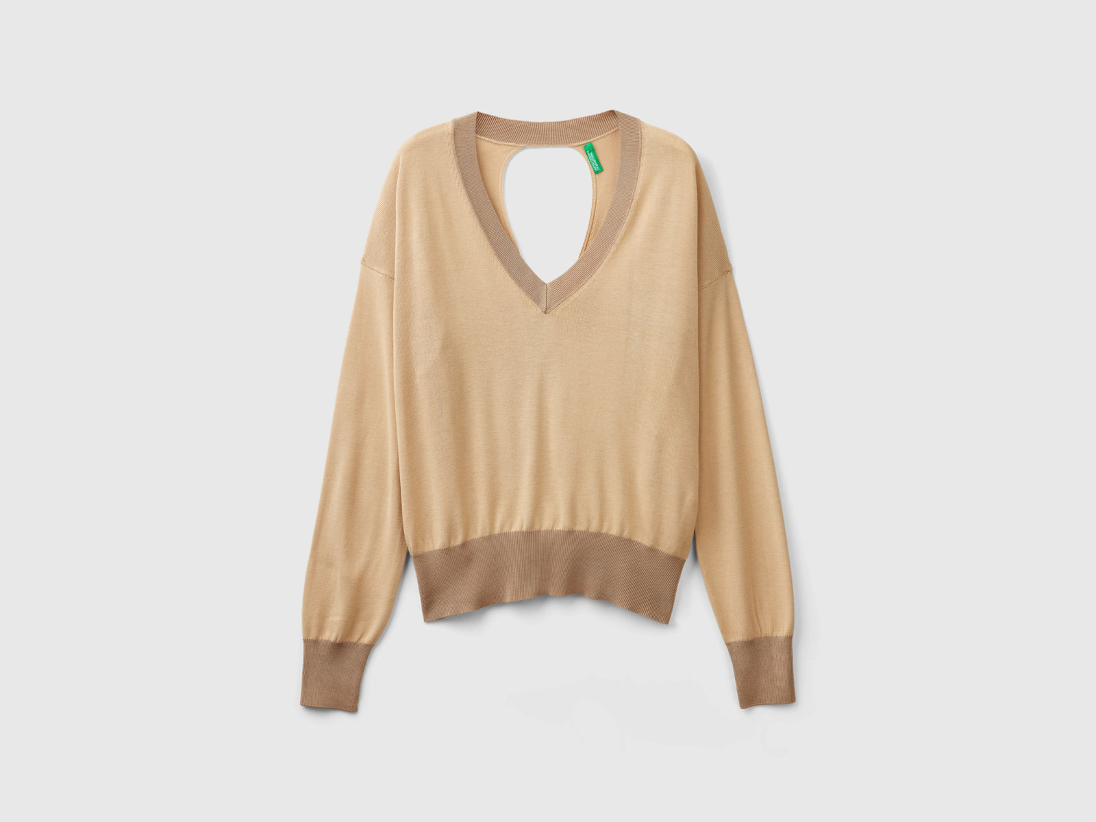Maglioncino con apertura sul retro da donna beige | Benetton Outlet