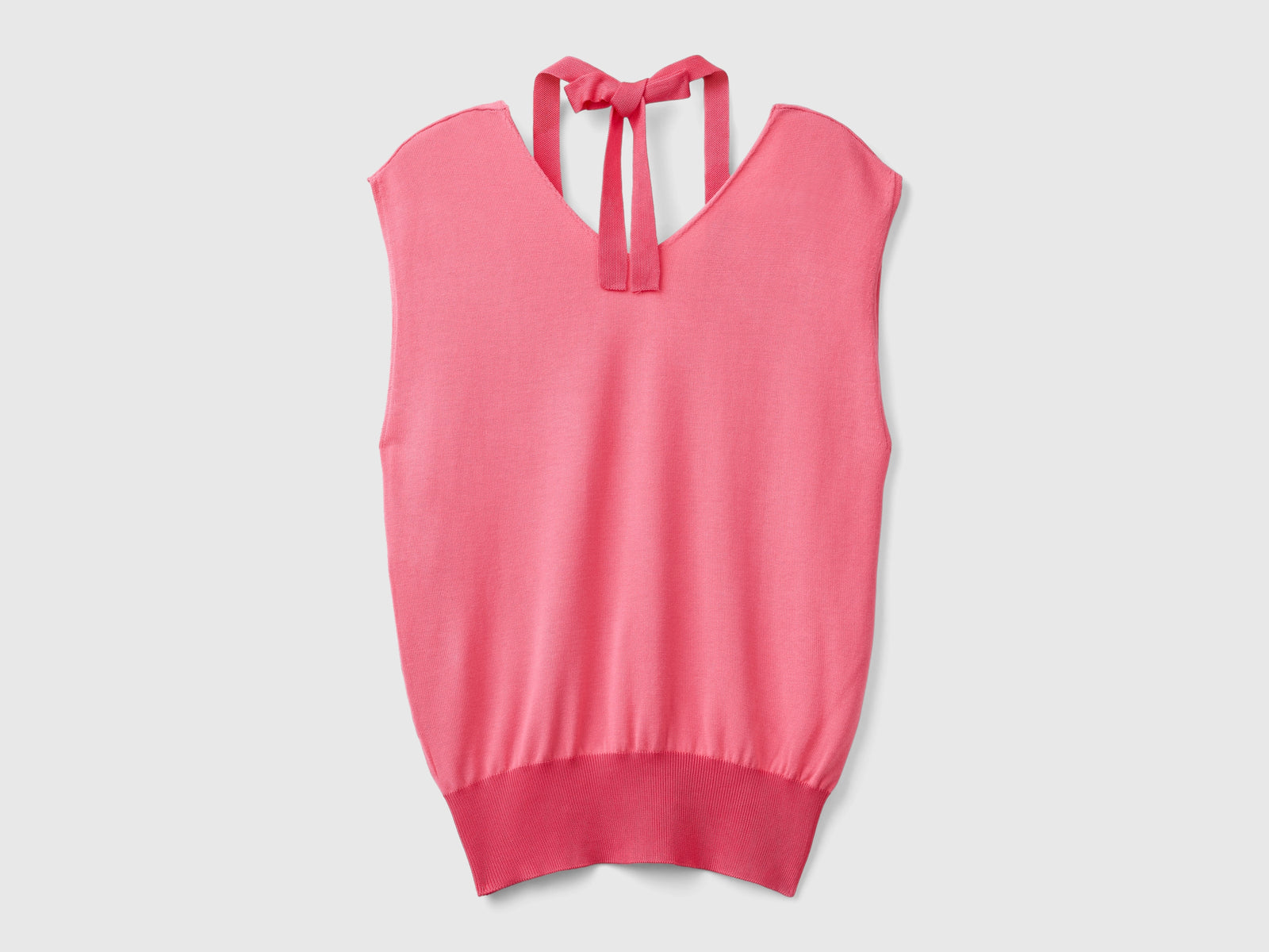 Maglia fluida con scollo a V e lacetti da donna fucsia 2 | Benetton Outlet