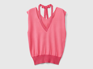 Maglia fluida con scollo a V e lacetti